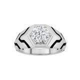 1.5CTW Round Shaped Lab Grown Diamond (F/VS) Mens Ring in 14K White Gold