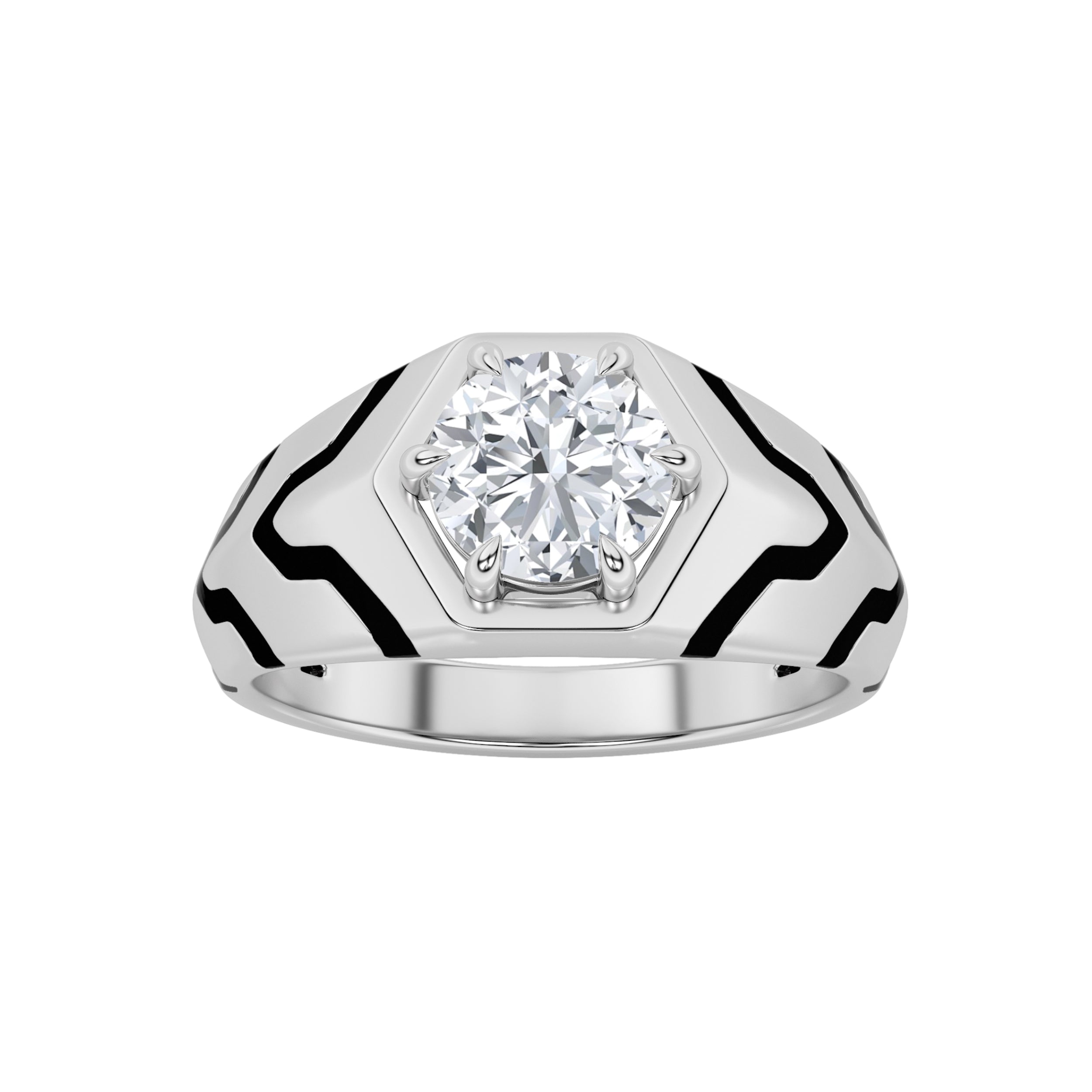 1.5CTW Round Shaped Lab Grown Diamond (F/VS) Mens Ring in 14K White Gold
