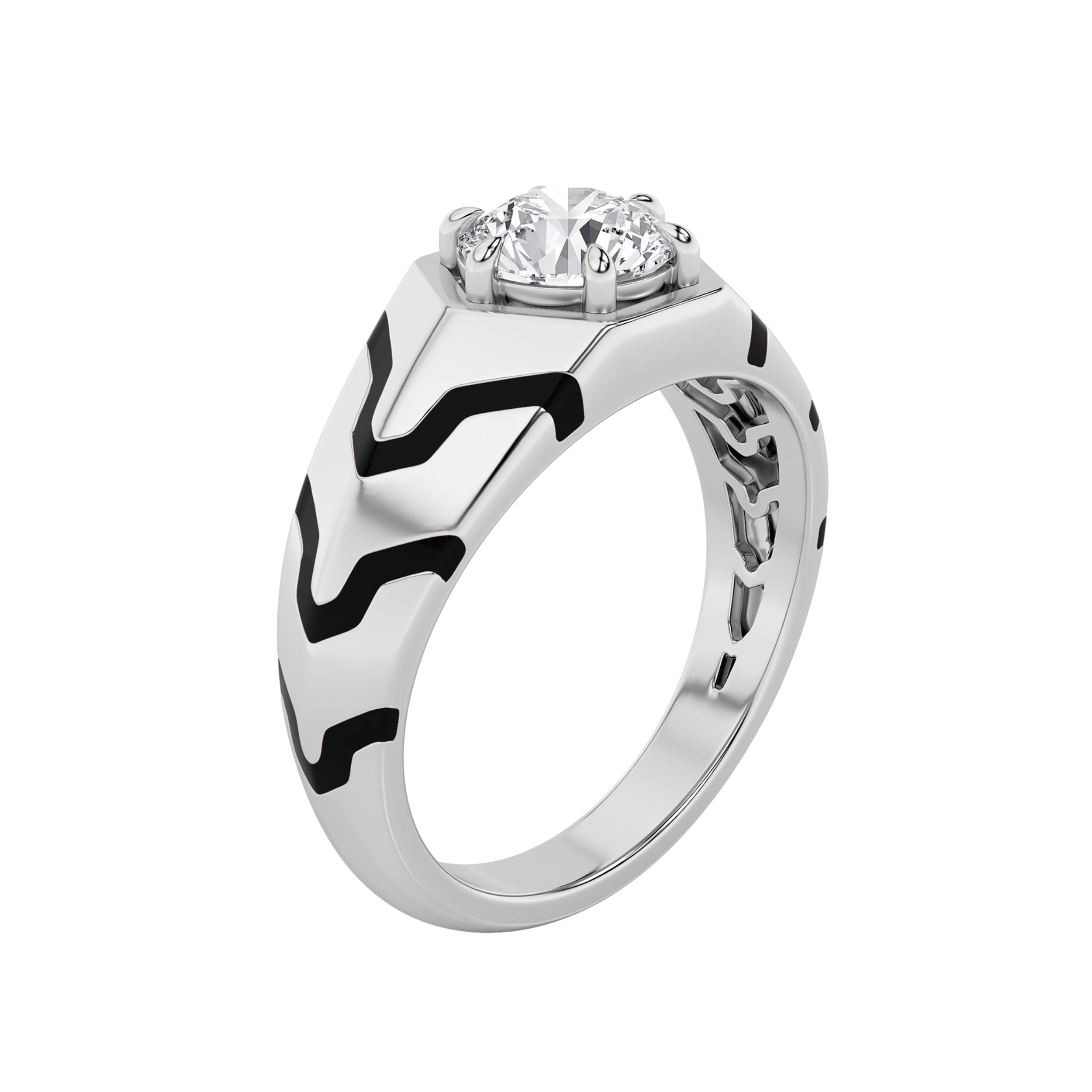 1.5CTW Round Shaped Lab Grown Diamond (F/VS) Mens Ring in 14K White Gold