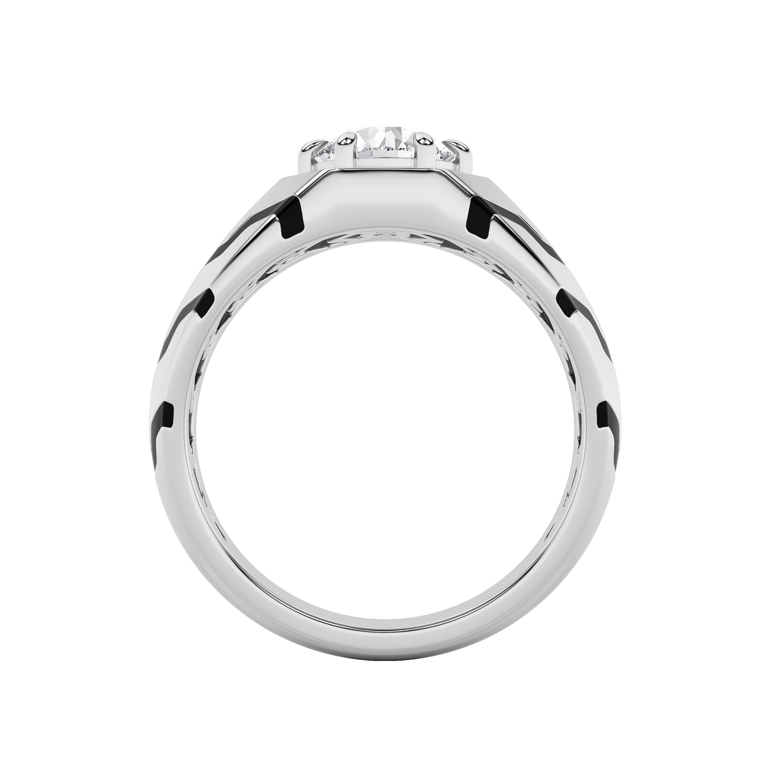 1.5CTW Round Shaped Lab Grown Diamond (F/VS) Mens Ring in 14K White Gold