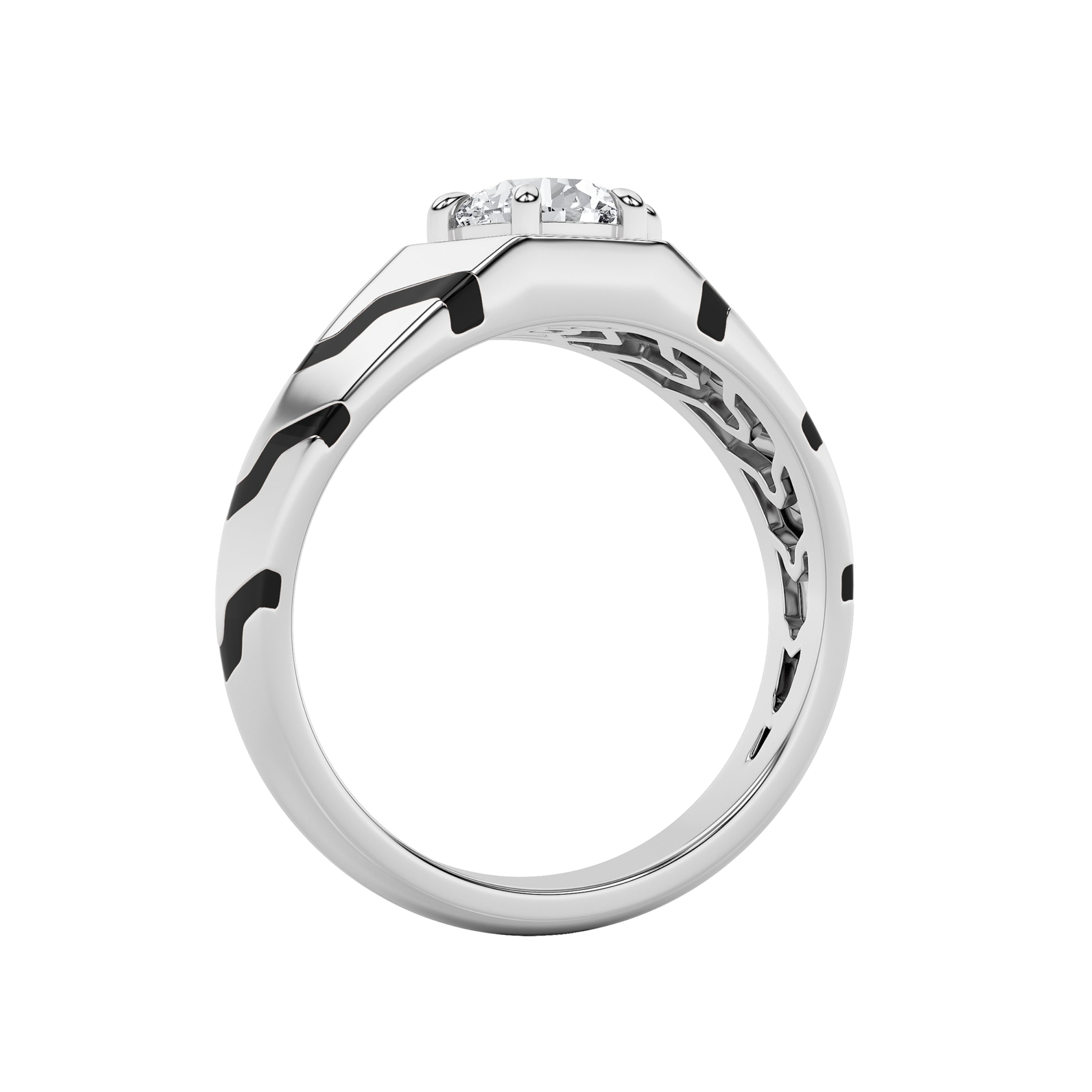 1.5CTW Round Shaped Lab Grown Diamond (F/VS) Mens Ring in 14K White Gold