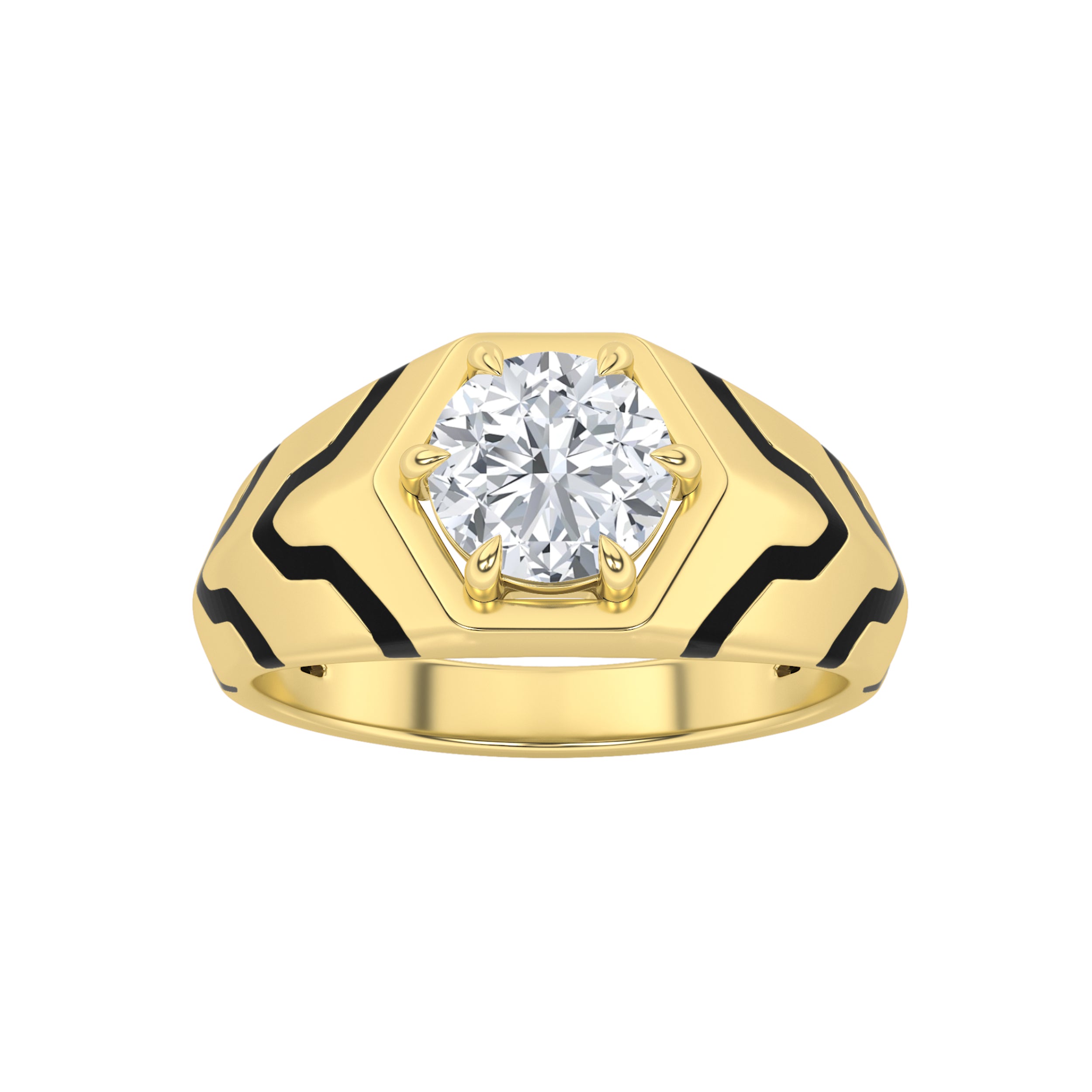 1.5CTW Round Shaped Lab Grown Diamond (F/VS) Mens Ring in 14K Gold