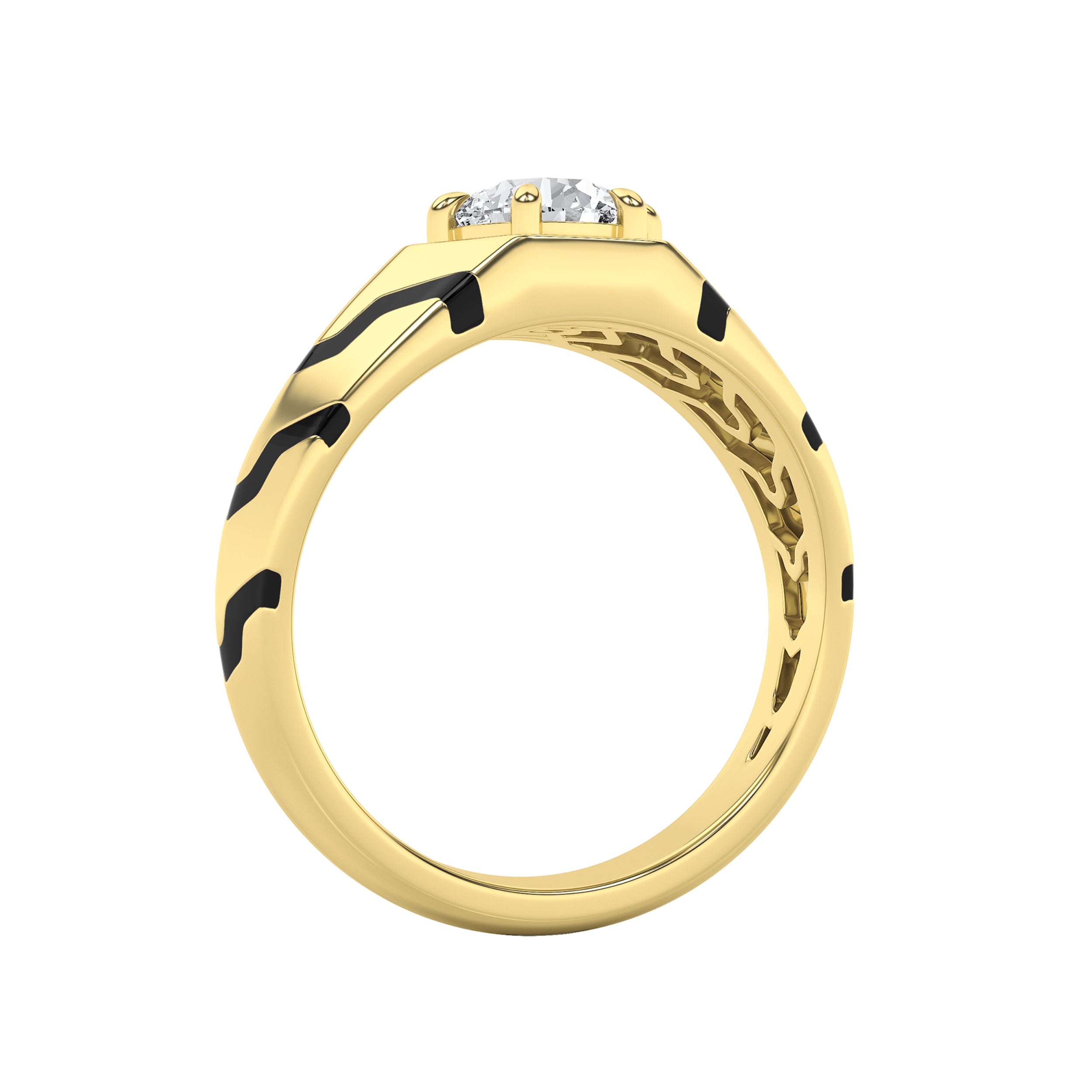 1.5CTW Round Shaped Lab Grown Diamond (F/VS) Mens Ring in 14K Gold