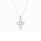 6CTW Asscher Shaped Lab Grown Diamond (F/VS) Cross Pendant in 14K Gold