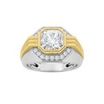 3CTW Asscher Shaped Lab Grown Diamond (F/VS) Mens Ring in 14K Gold