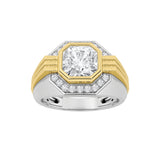 3CTW Asscher Shaped Lab Grown Diamond (F/VS) Mens Ring in 14K Gold
