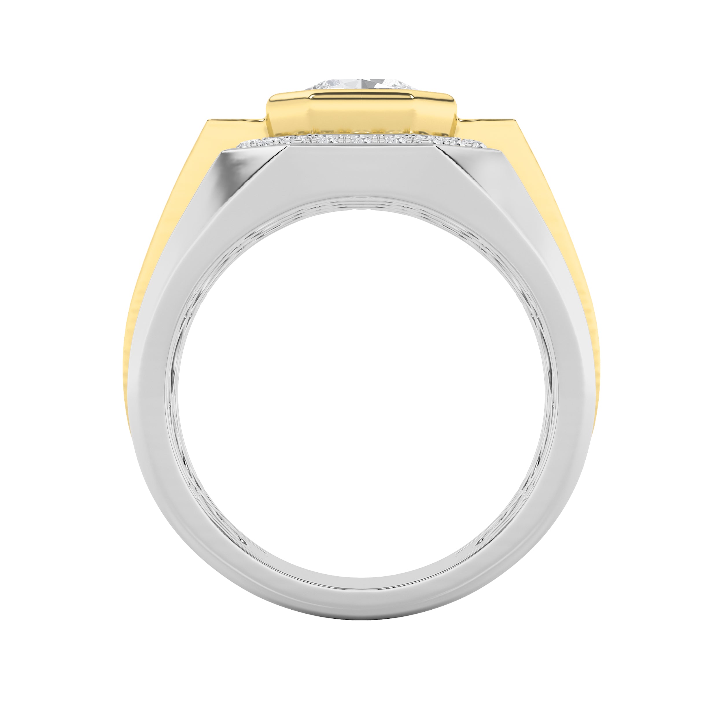 3CTW Asscher Shaped Lab Grown Diamond (F/VS) Mens Ring in 14K Gold
