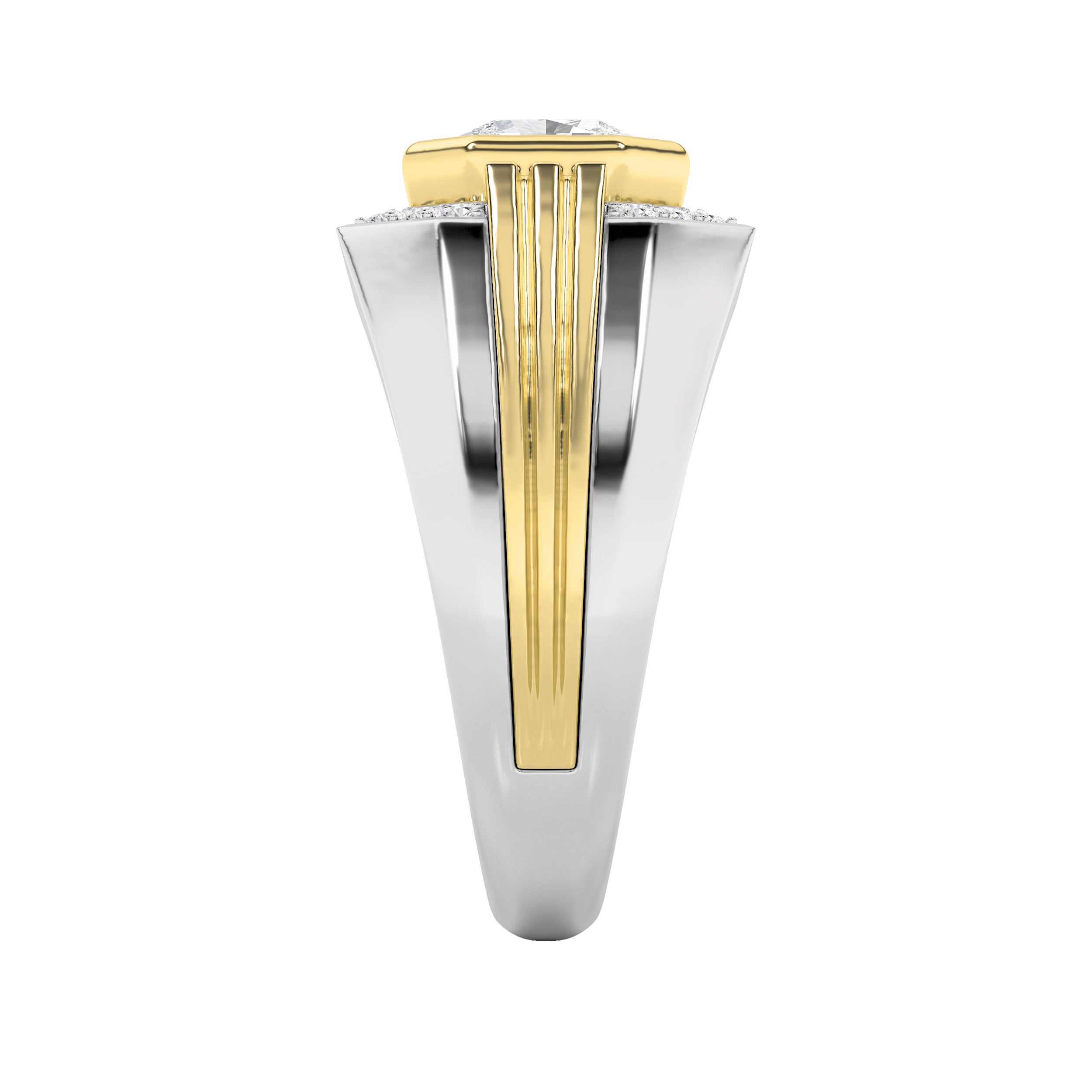 3CTW Asscher Shaped Lab Grown Diamond (F/VS) Mens Ring in 14K Gold
