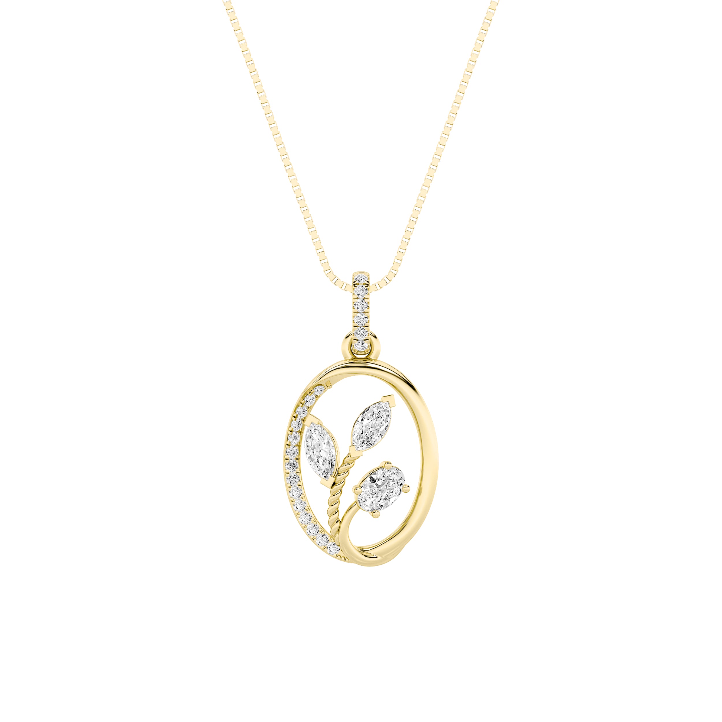1CTW Oval Shaped Lab Grown Diamond (F/VS) Pendant in 14K Gold