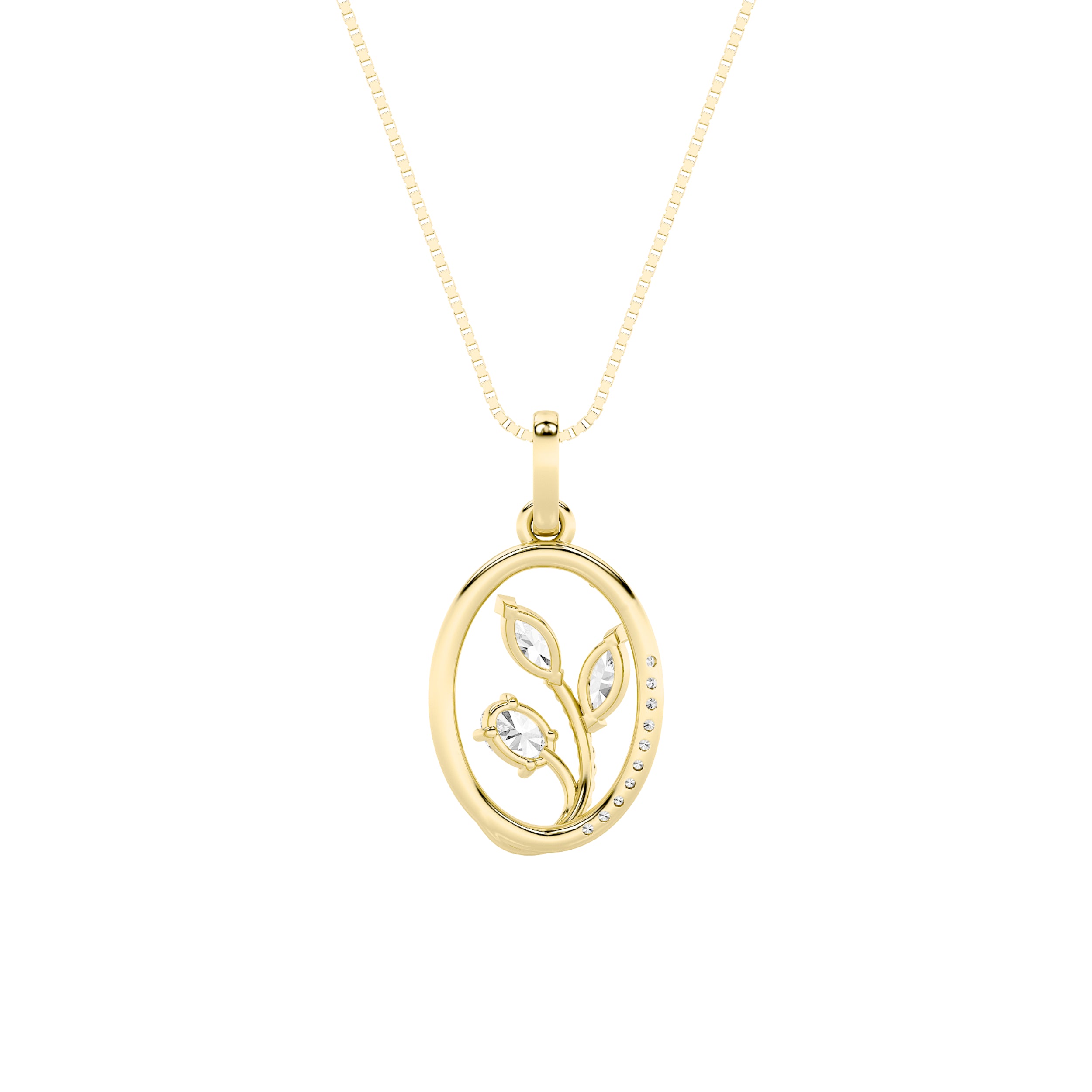 1CTW Oval Shaped Lab Grown Diamond (F/VS) Pendant in 14K Gold
