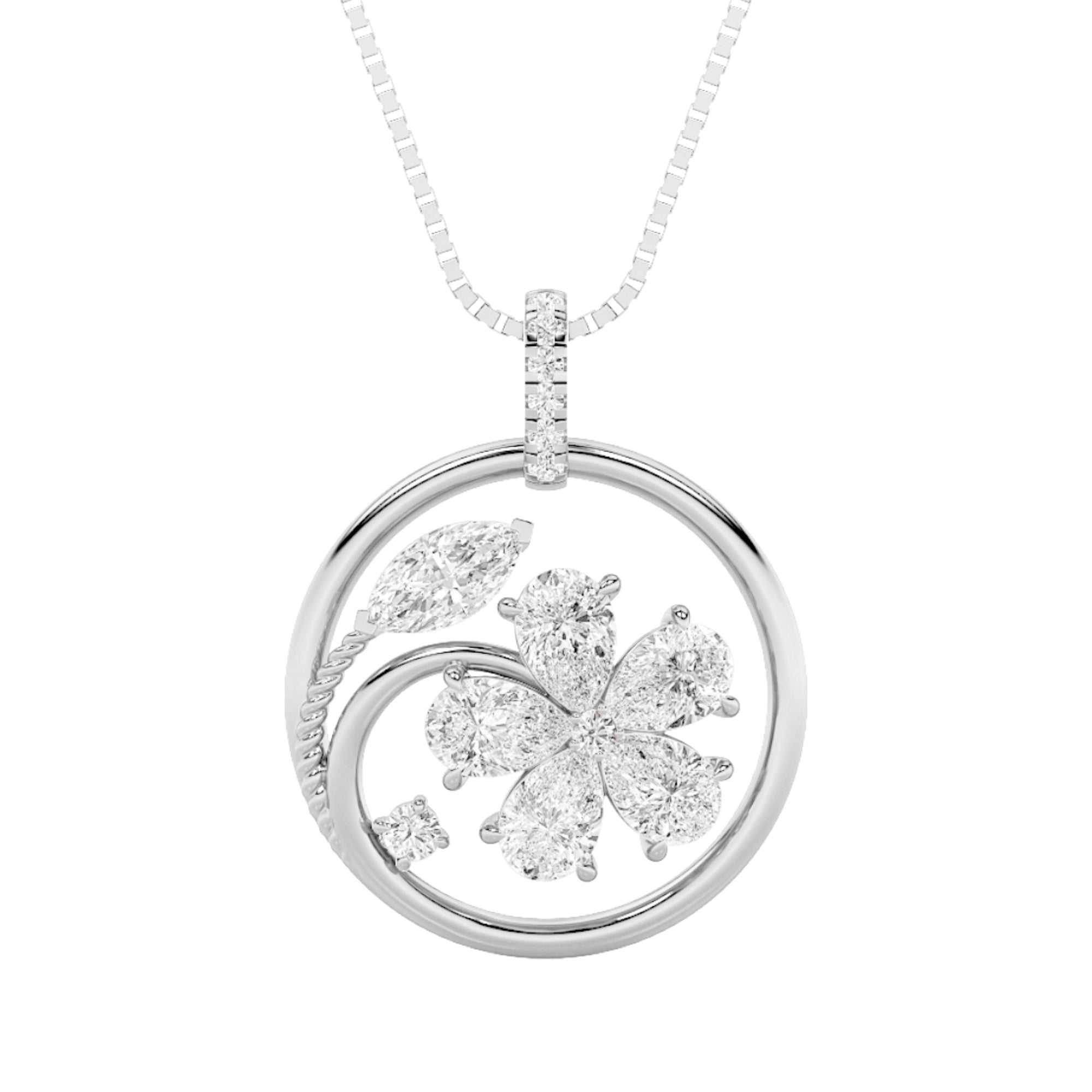 2CTW Marquise Shaped Lab Grown Diamond (F/VS) Pendant in 14K Gold