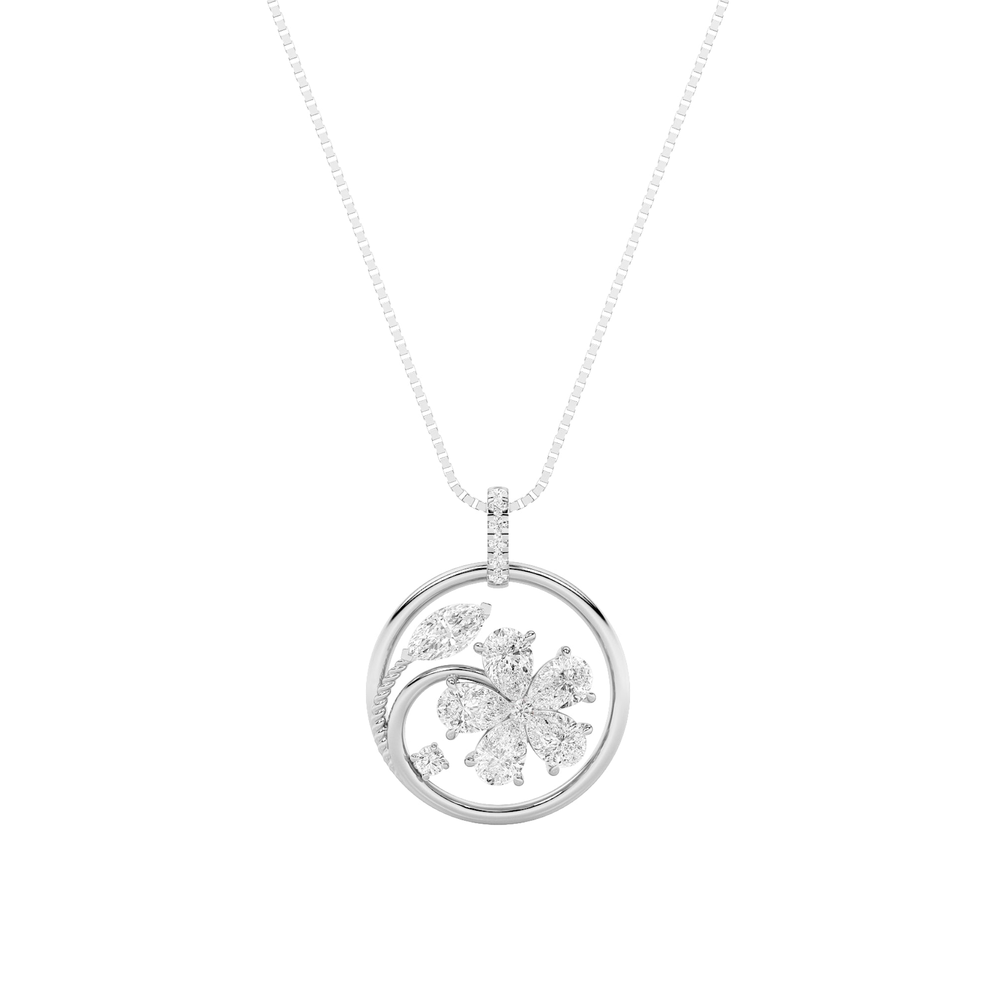 2CTW Marquise Shaped Lab Grown Diamond (F/VS) Pendant in 14K Gold