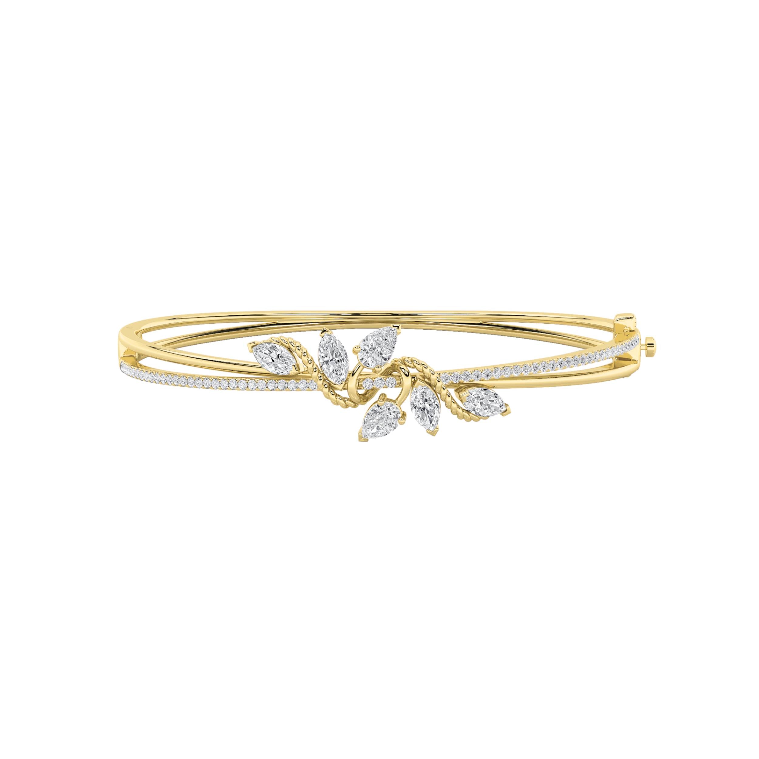2CTW Marquise Shaped Lab Grown Diamond (F/VS) Bracelet in 14K Gold