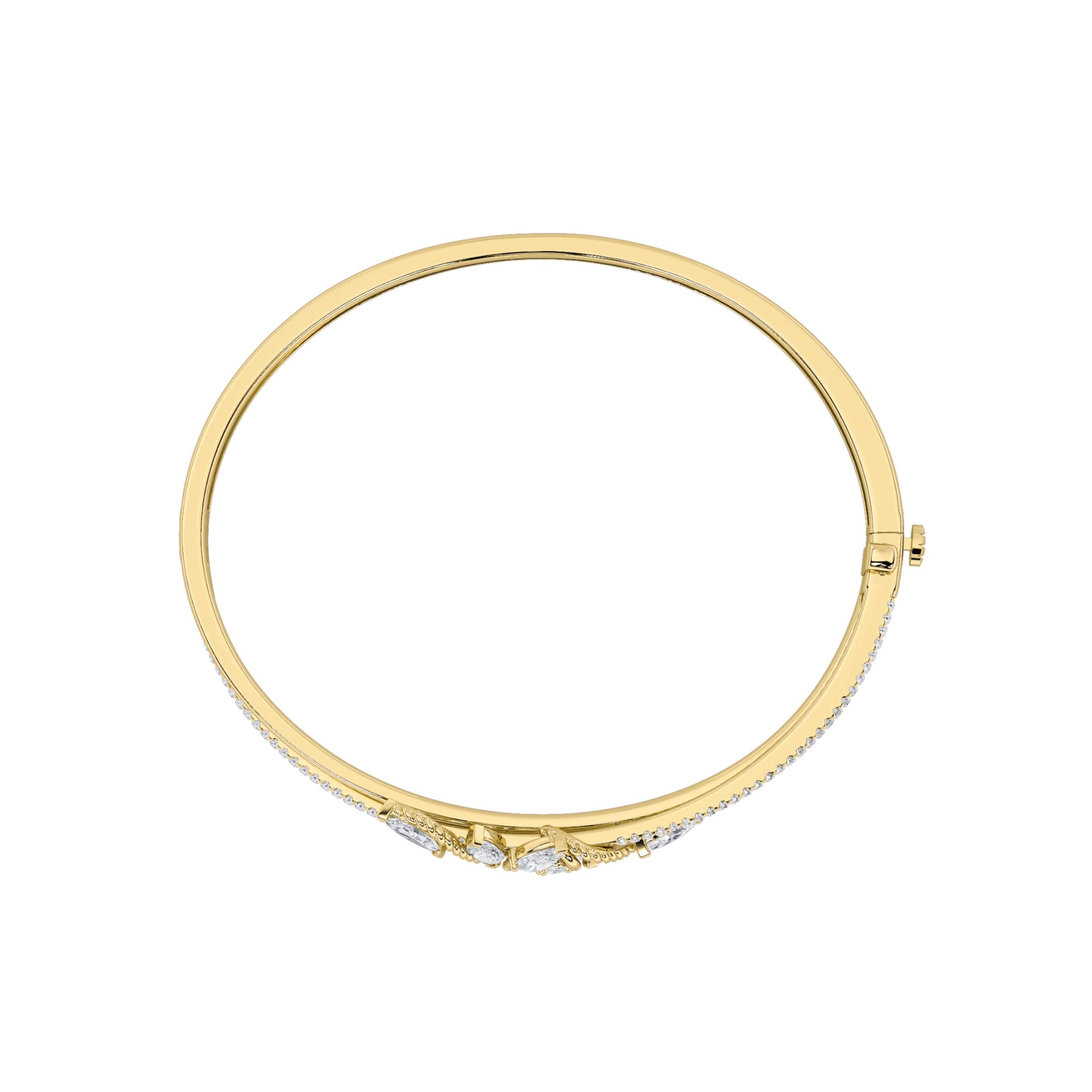 2CTW Marquise Shaped Lab Grown Diamond (F/VS) Bracelet in 14K Gold