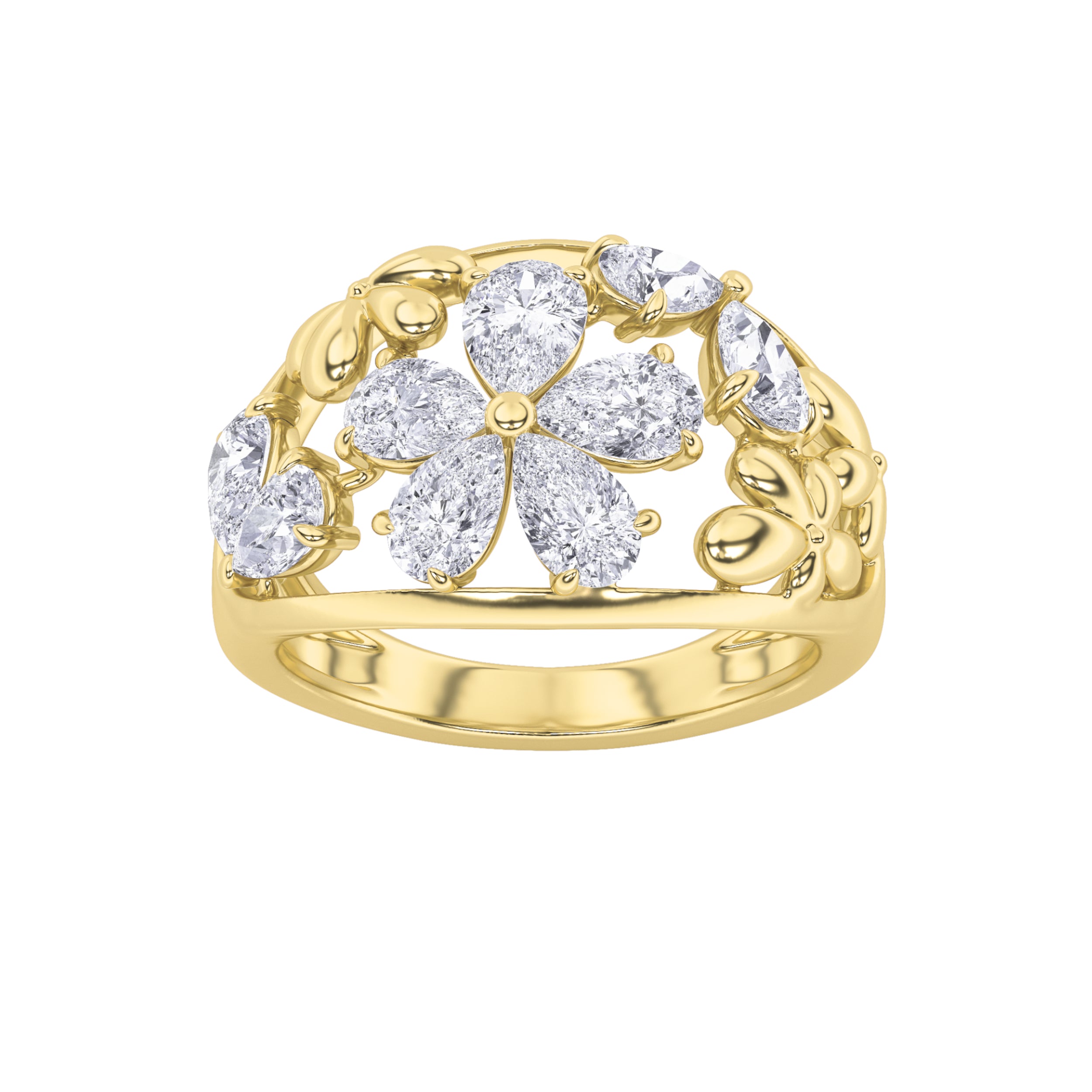 2.5CTW Pear Shaped Lab Grown Diamond (G/VS) Fashion Ring in 14K Gold