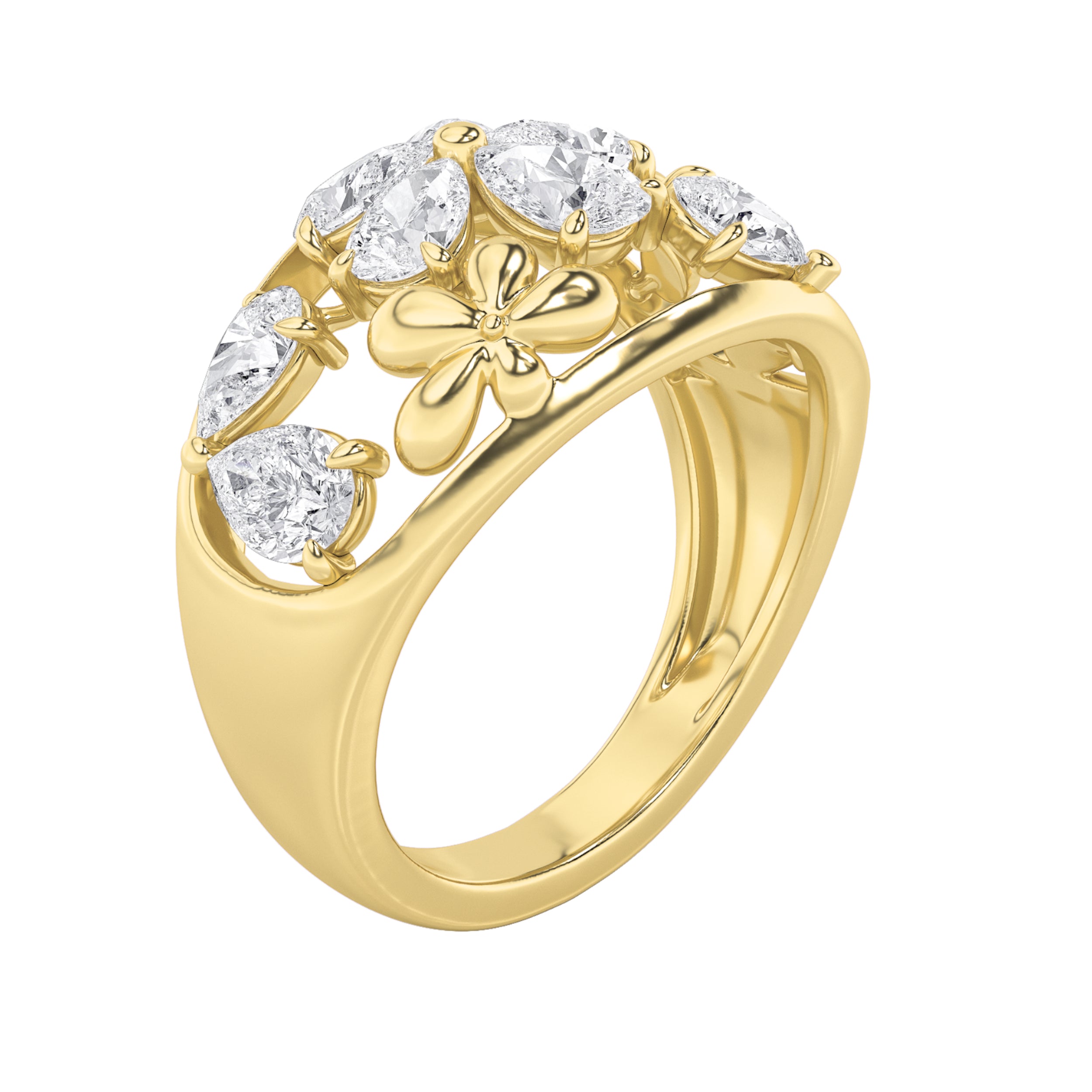 2.5CTW Pear Shaped Lab Grown Diamond (G/VS) Fashion Ring in 14K Gold