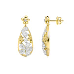 3.75CTW Pear Shaped Lab Grown Diamond (F/VS) Fancy Flower Earrings in 14K Gold