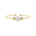 1.5CTW Pear Shaped Lab Grown Diamond (F/VS) Fancy Flower Bangle Bracelet in 14K Gold