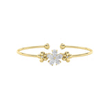 1.5CTW Pear Shaped Lab Grown Diamond (F/VS) Fancy Flower Bangle Bracelet in 14K Gold