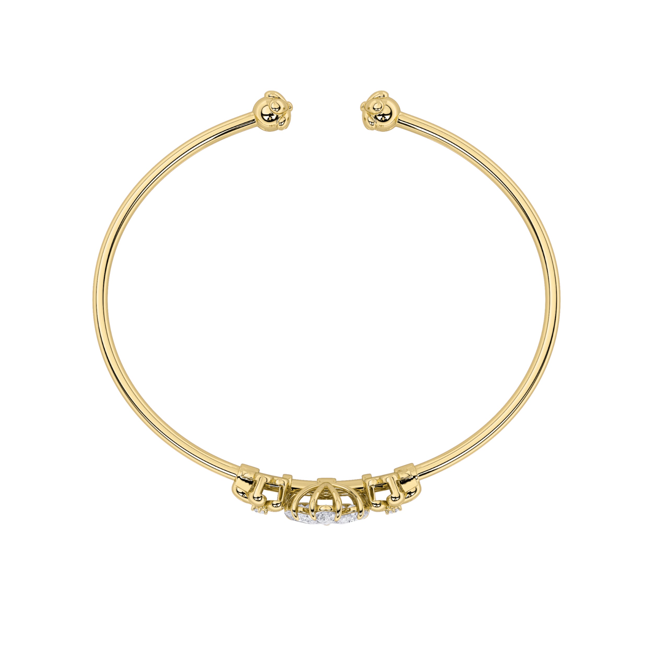 1.5CTW Pear Shaped Lab Grown Diamond (F/VS) Fancy Flower Bangle Bracelet in 14K Gold