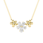 2CTW Pear Shaped Lab Grown Diamond (F/VS) Fancy Flower Necklace in 14K Gold