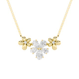 2CTW Pear Shaped Lab Grown Diamond (F/VS) Fancy Flower Necklace in 14K Gold