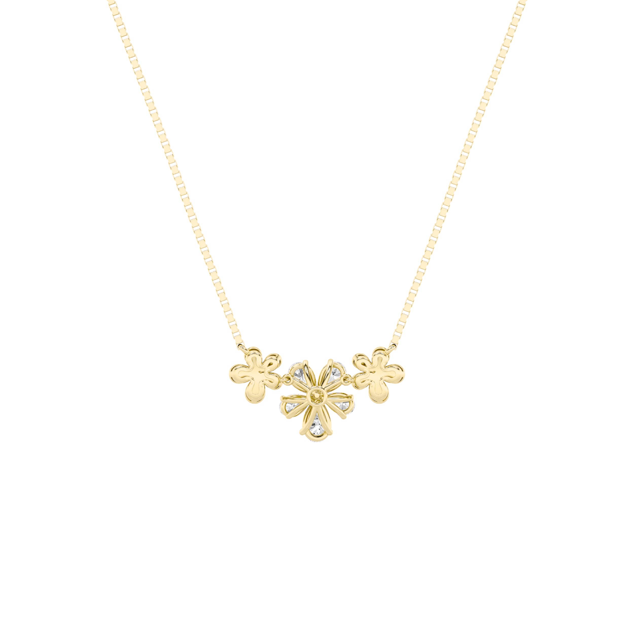 2CTW Pear Shaped Lab Grown Diamond (F/VS) Fancy Flower Necklace in 14K Gold