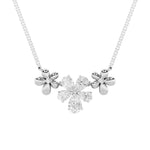 2CTW Pear Shaped Lab Grown Diamond (F/VS) Fancy Flower Necklace in 14K Gold