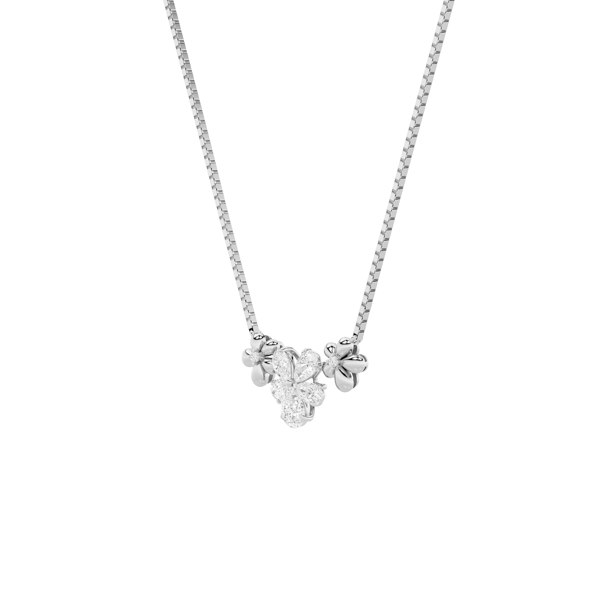 2CTW Pear Shaped Lab Grown Diamond (F/VS) Fancy Flower Necklace in 14K Gold