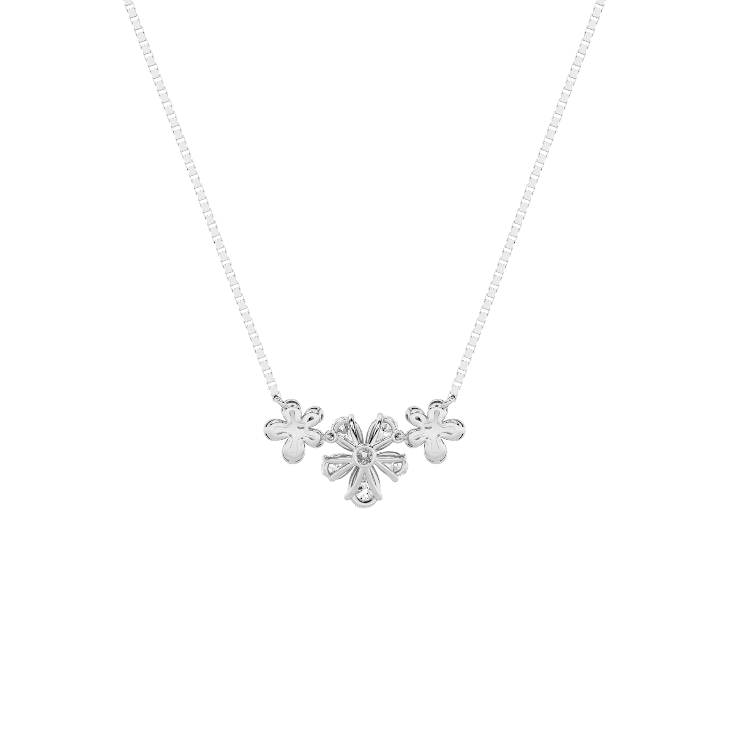 2CTW Pear Shaped Lab Grown Diamond (F/VS) Fancy Flower Necklace in 14K Gold
