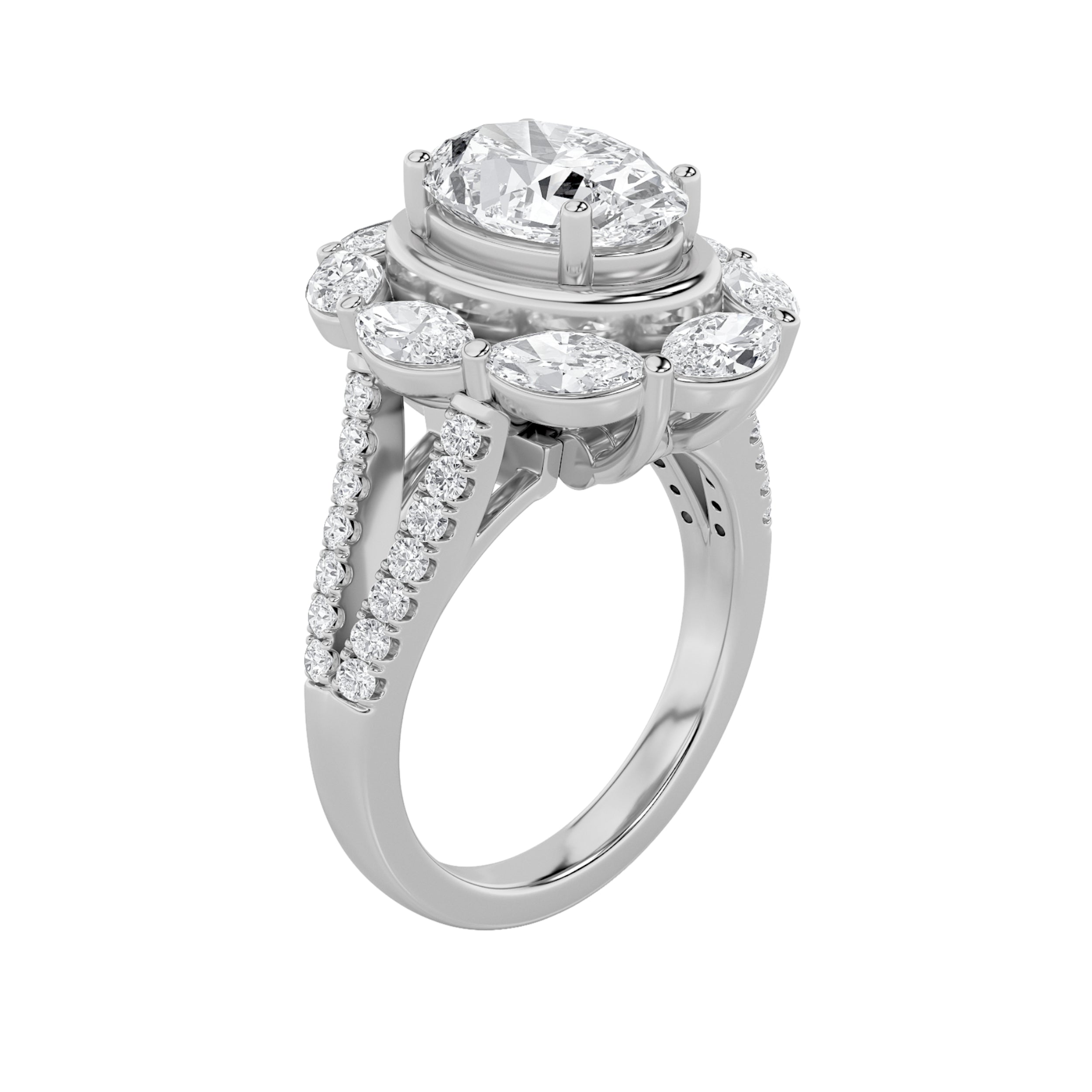 3.75CTW Oval Shaped Lab Grown Diamond (G/VS)  Ring in 14K Gold