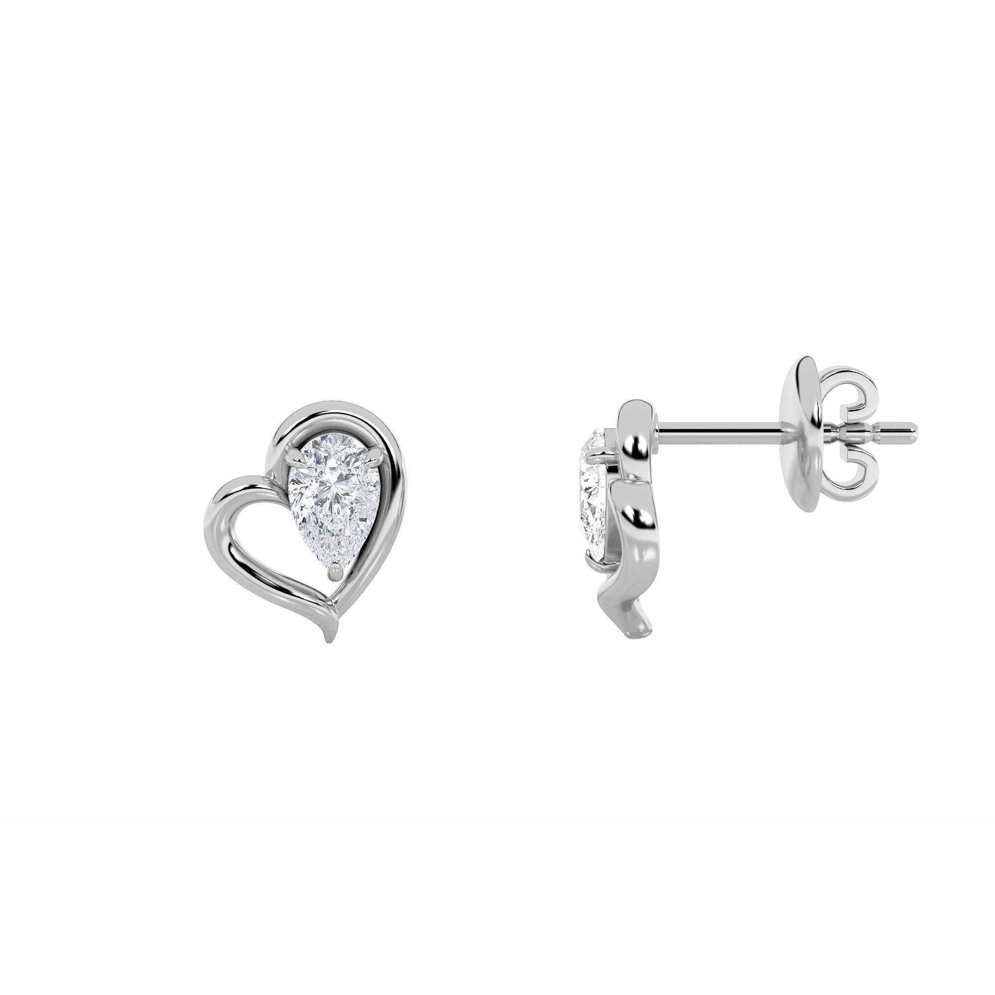 0.5CTW Pear Shaped Lab Grown Diamond (F/VS) Heart Shaped Earrings in 14K Gold