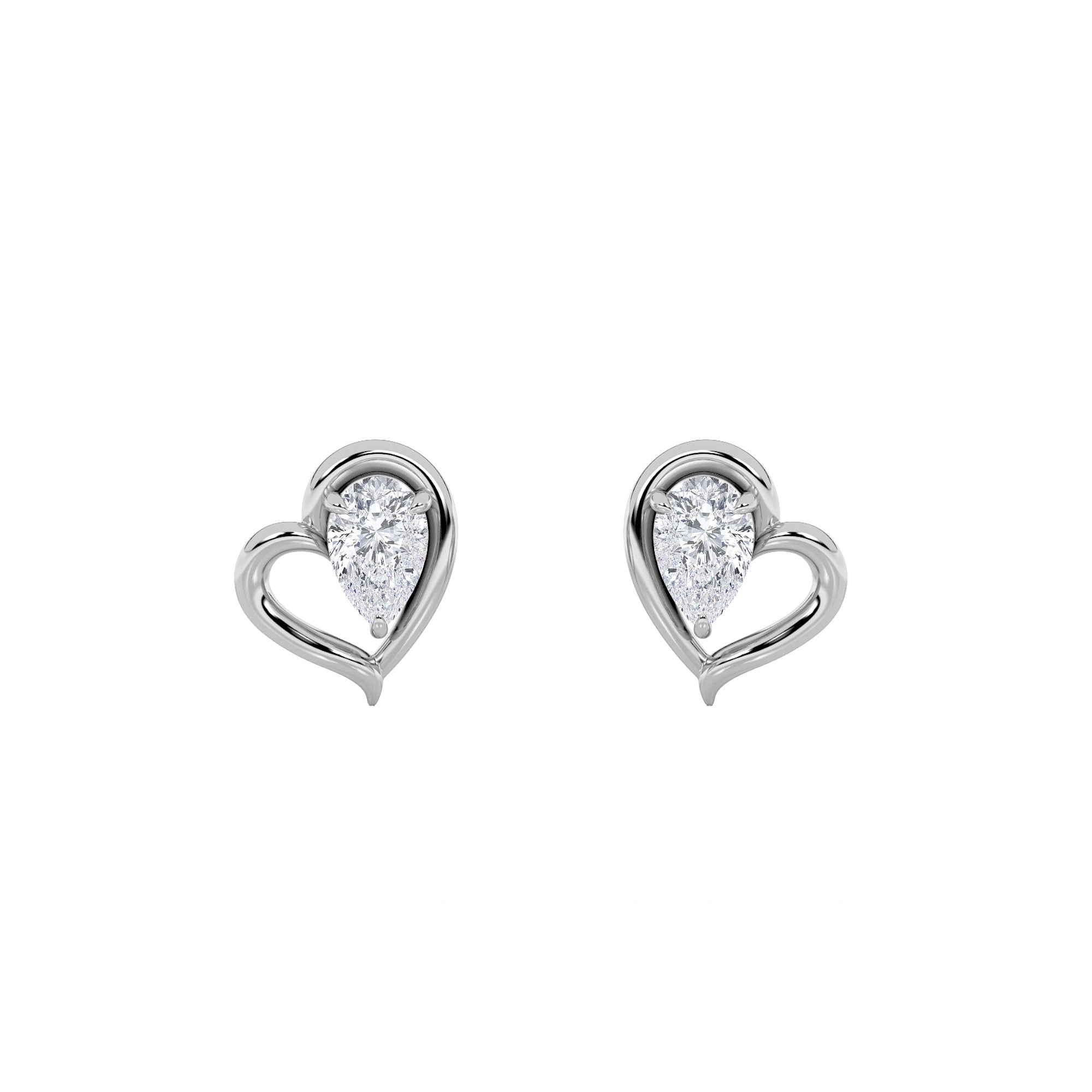 0.5CTW Pear Shaped Lab Grown Diamond (F/VS) Heart Shaped Earrings in 14K Gold