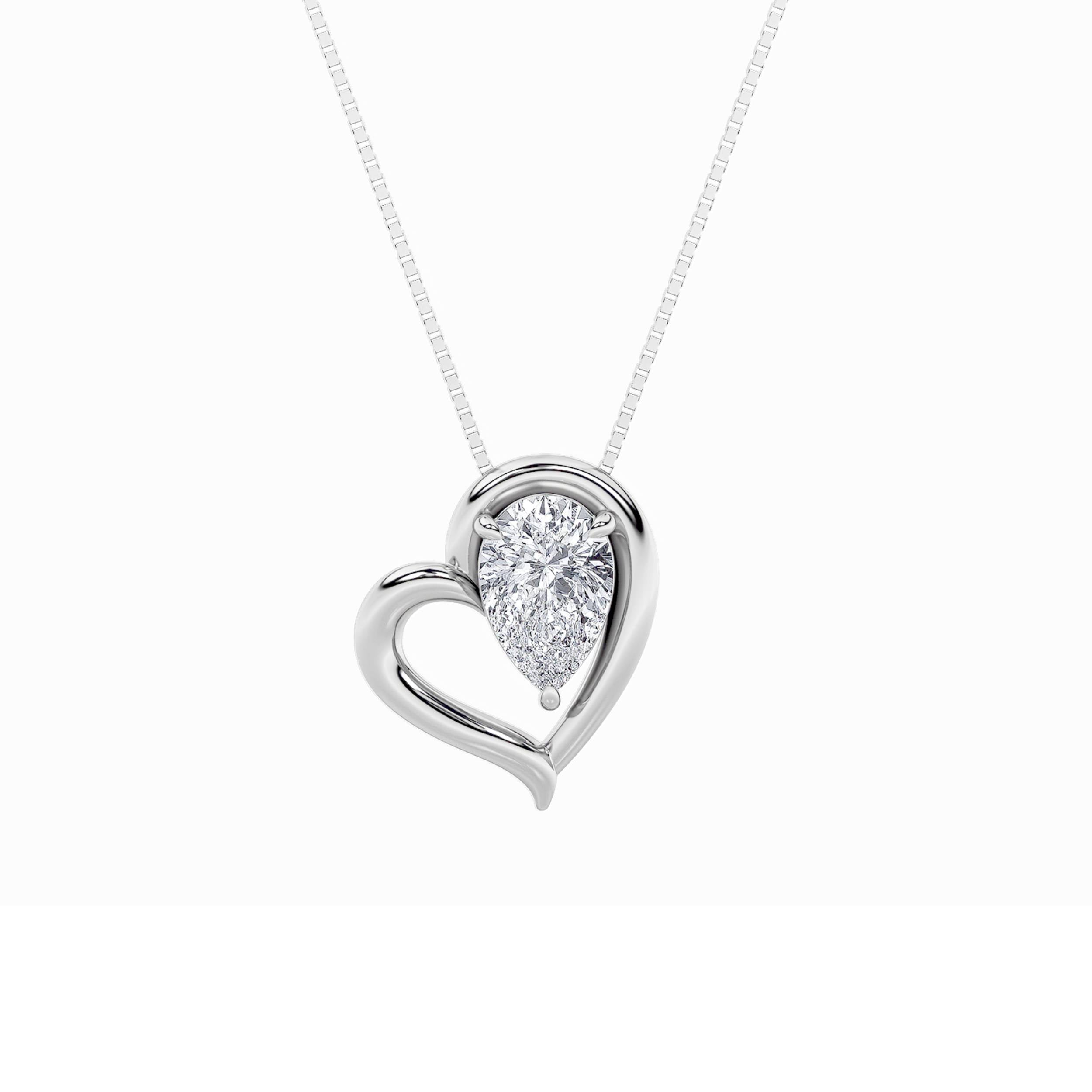 0.5CTW Pear Shaped Lab Grown Diamond (F/VS) Heart Pendant in 14K  White Gold