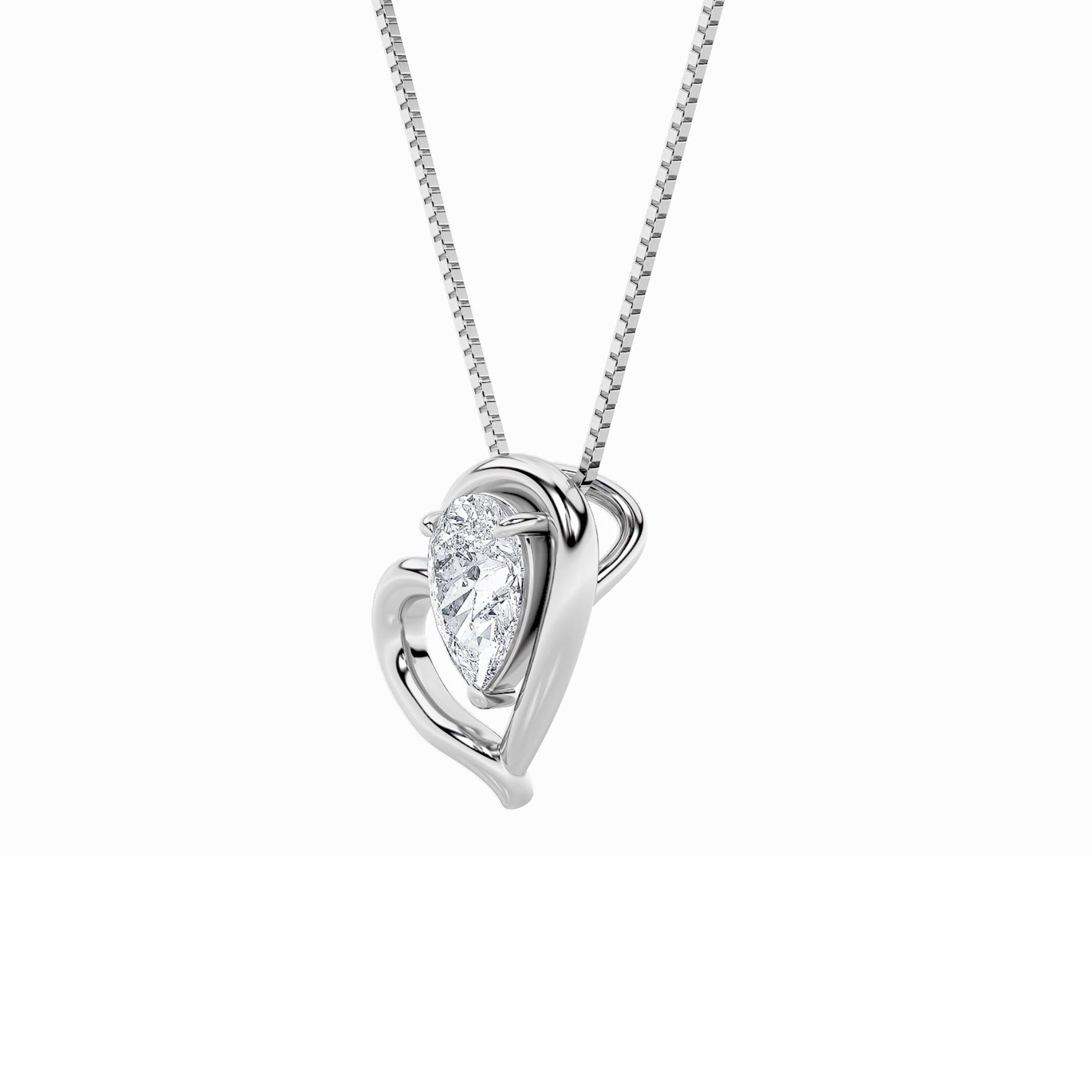 0.5CTW Pear Shaped Lab Grown Diamond (F/VS) Heart Pendant in 14K  White Gold