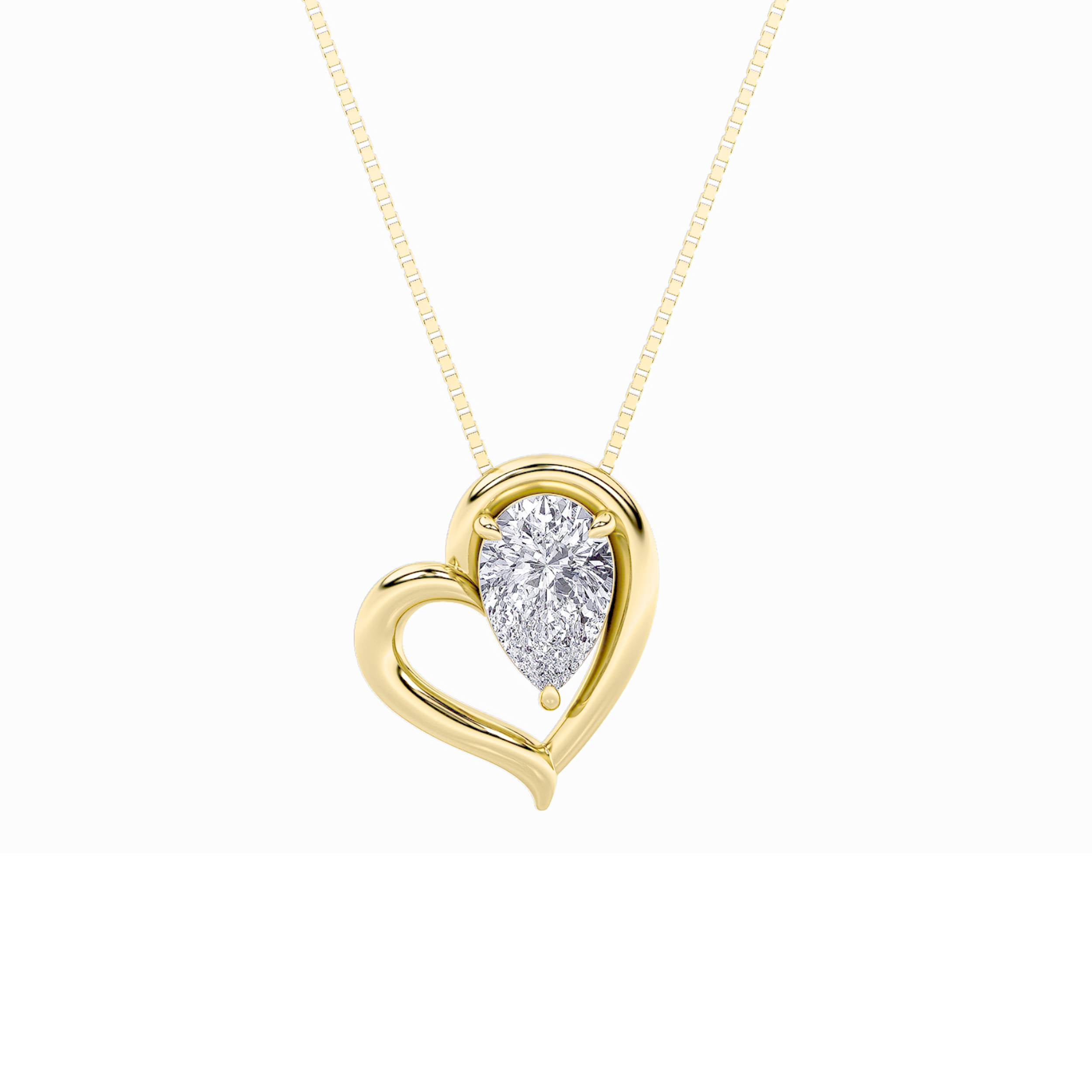0.5CTW Pear Shaped Lab Grown Diamond (F/VS) Heart Pendant in 14K Yellow Gold