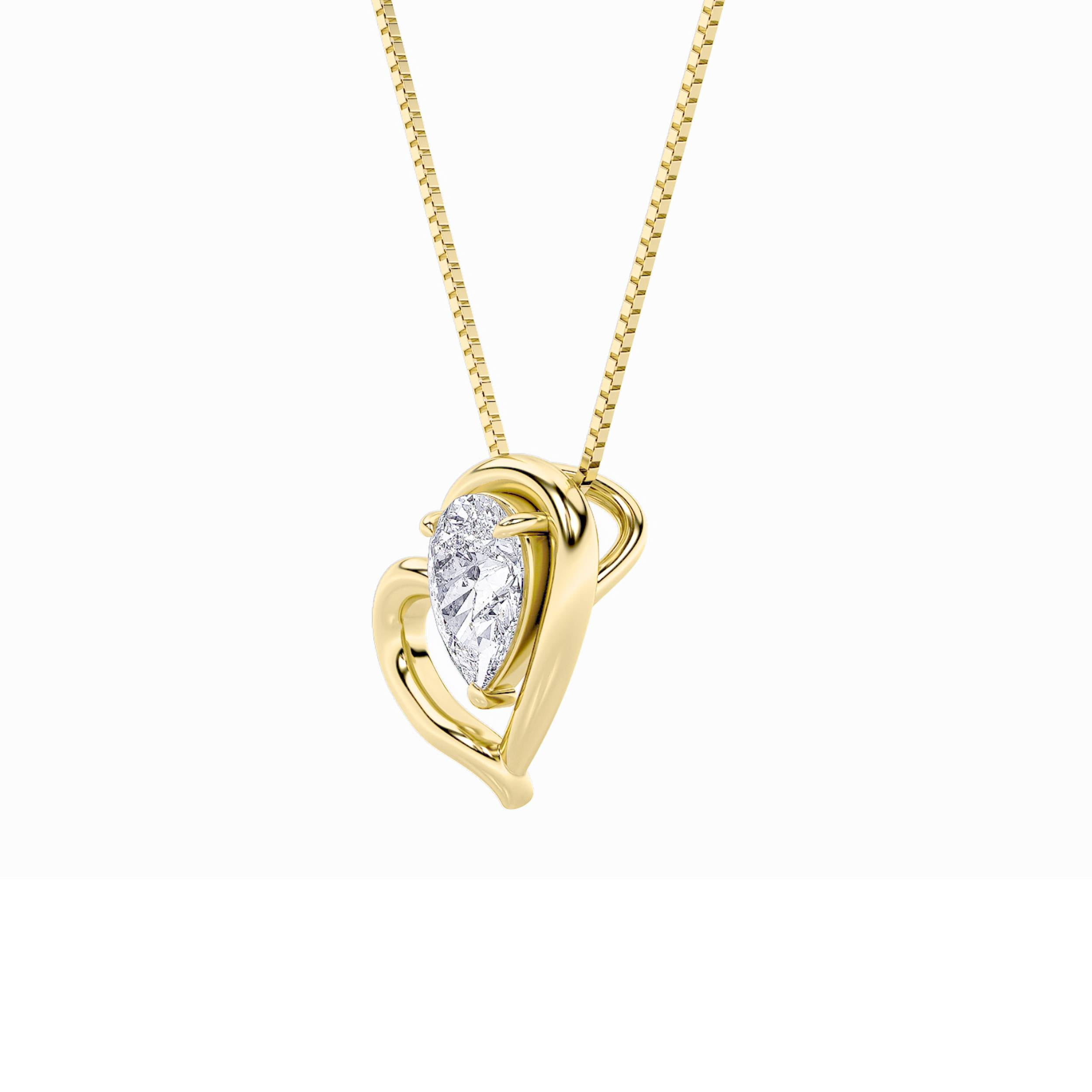 0.5CTW Pear Shaped Lab Grown Diamond (F/VS) Heart Pendant in 14K Yellow Gold