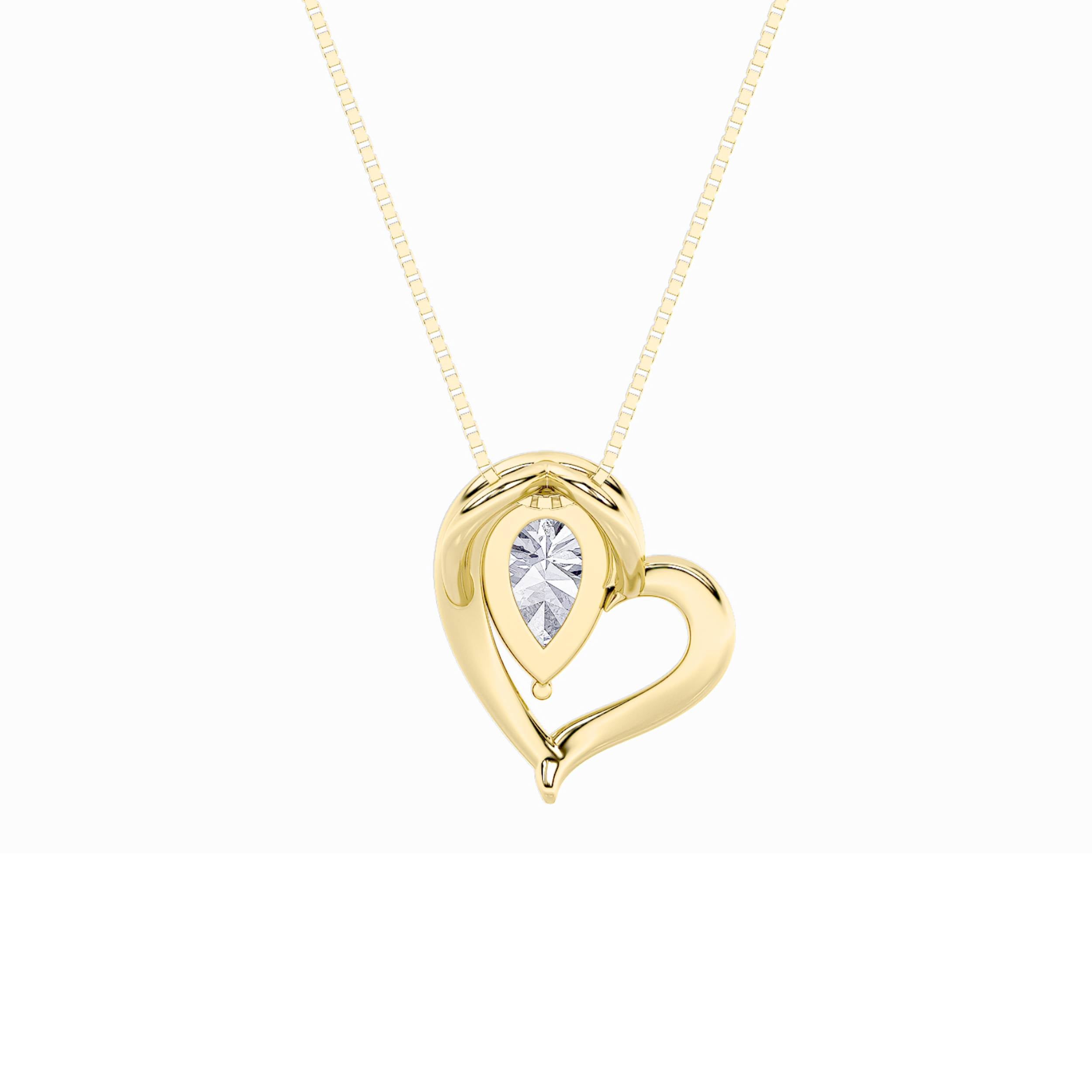 0.5CTW Pear Shaped Lab Grown Diamond (F/VS) Heart Pendant in 14K Yellow Gold