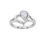 0.5CTW Pear Shaped Lab Grown Diamond (F/VS) Heart Ring in 14K  White Gold