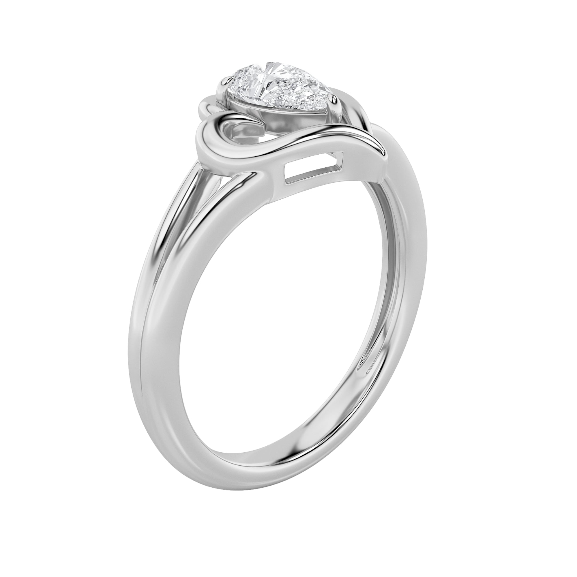 0.5CTW Pear Shaped Lab Grown Diamond (F/VS) Heart Ring in 14K  White Gold