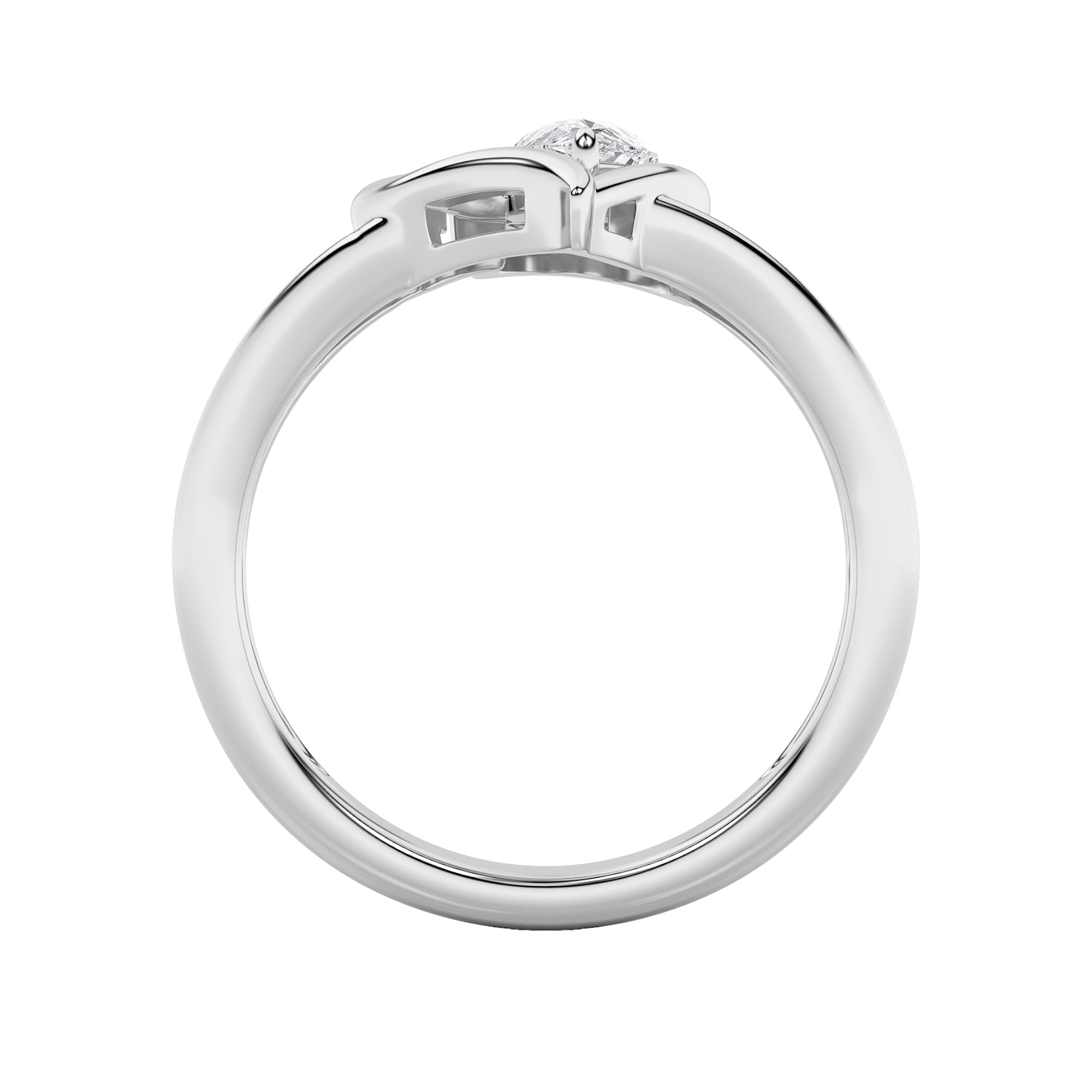 0.5CTW Pear Shaped Lab Grown Diamond (F/VS) Heart Ring in 14K  White Gold