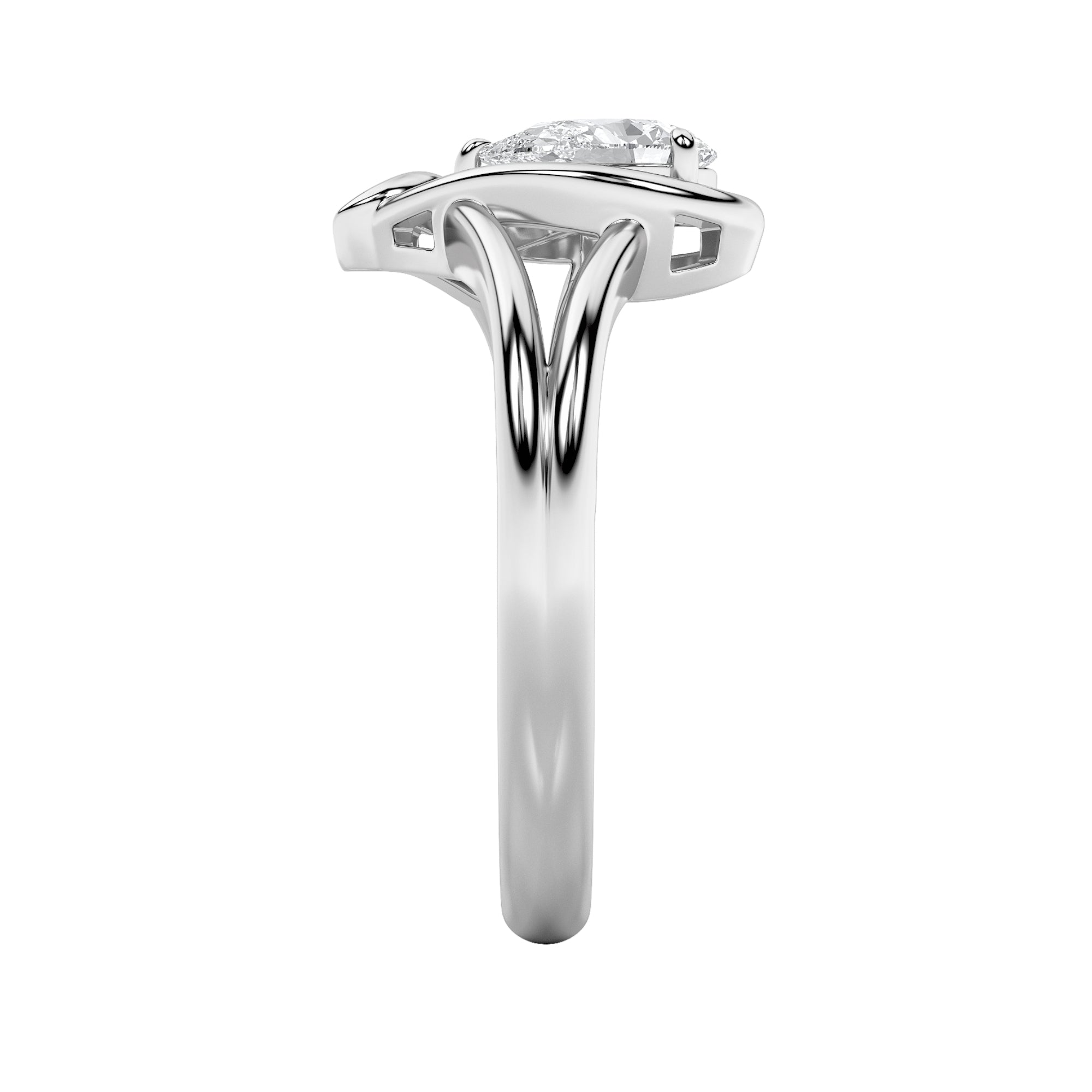 0.5CTW Pear Shaped Lab Grown Diamond (F/VS) Heart Ring in 14K  White Gold