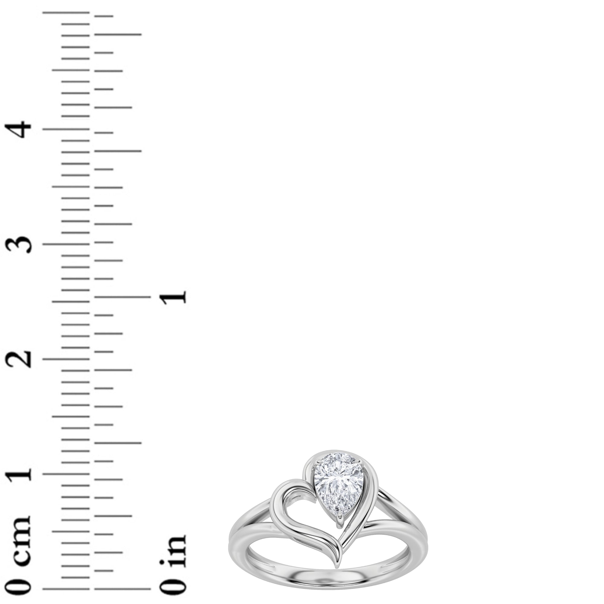 0.5CTW Pear Shaped Lab Grown Diamond (F/VS) Heart Ring in 14K  White Gold