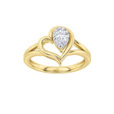 0.5CTW Pear Shaped Lab Grown Diamond (F/VS) Heart Ring in 14K Yellow Gold