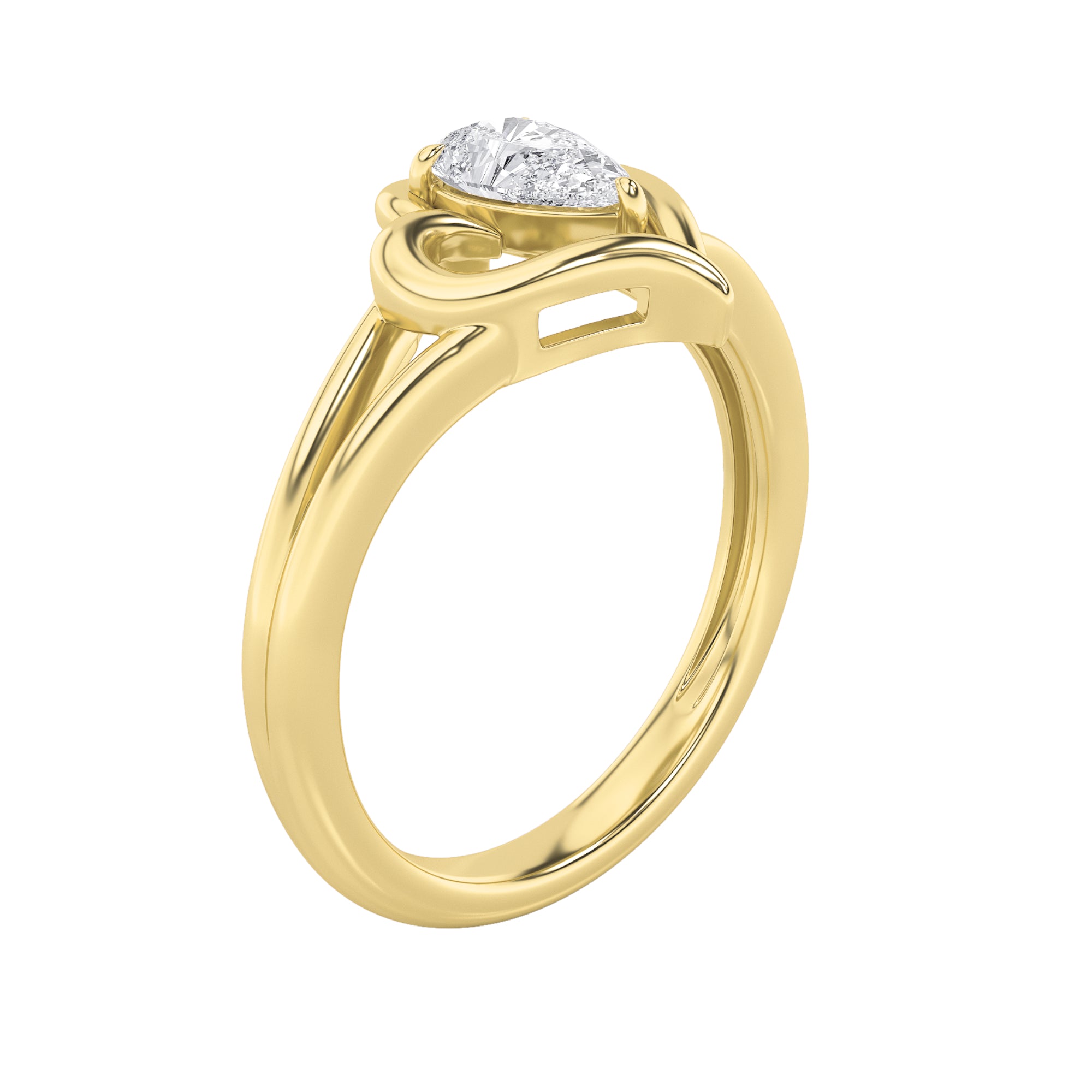 0.5CTW Pear Shaped Lab Grown Diamond (F/VS) Heart Ring in 14K Yellow Gold