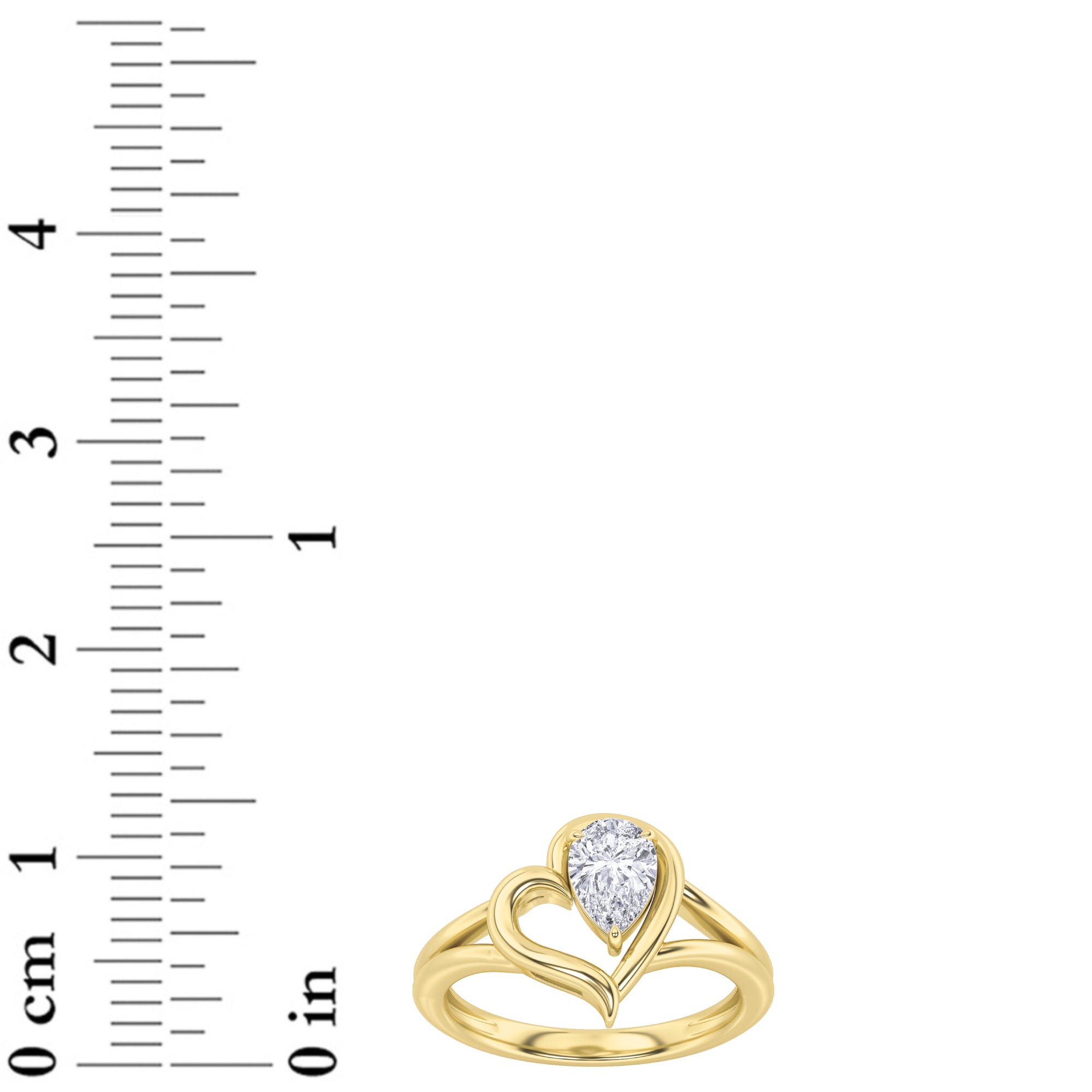 0.5CTW Pear Shaped Lab Grown Diamond (F/VS) Heart Ring in 14K Yellow Gold