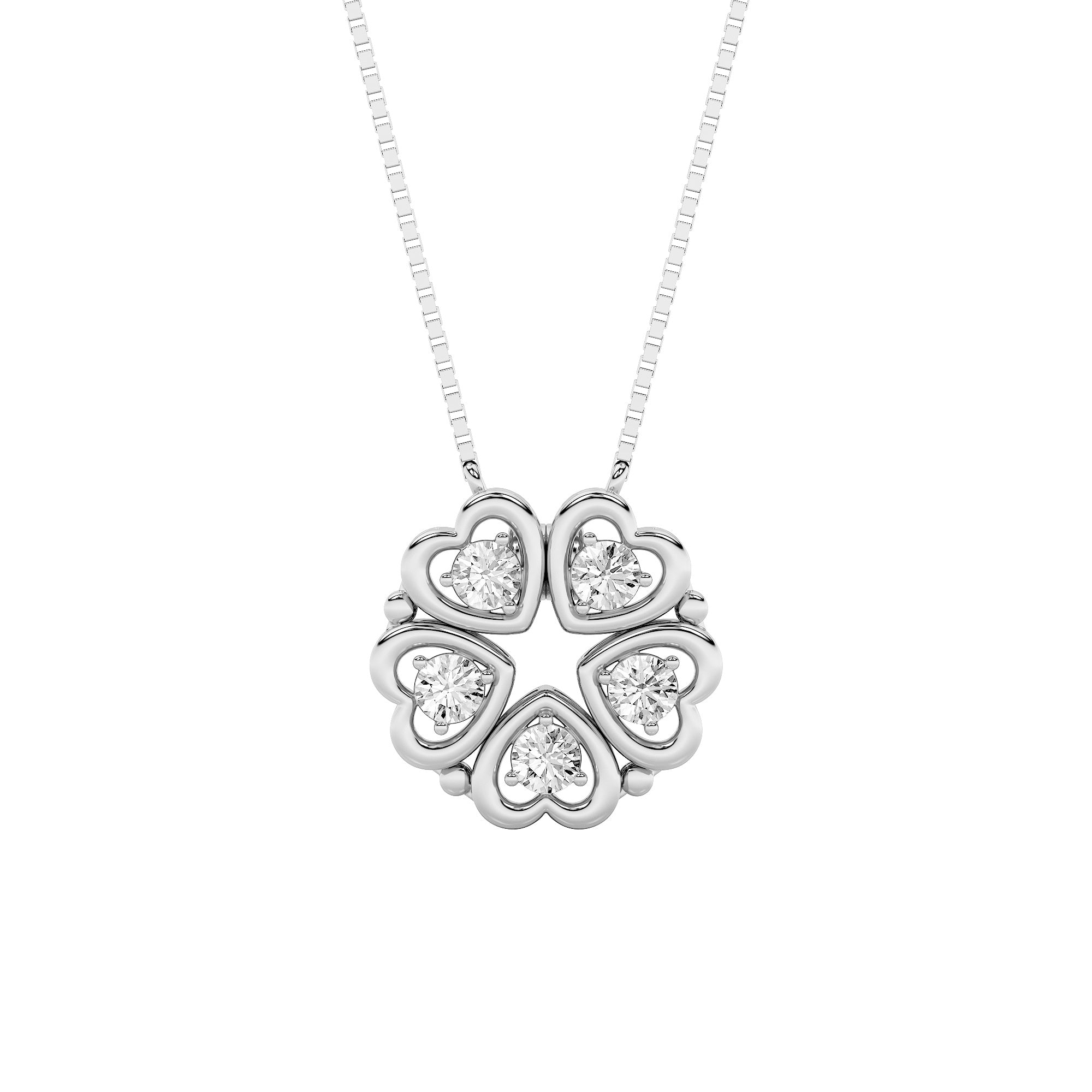 1CTW Round Shaped Lab Grown Diamond (F/VS) Heart Shaped Necklace in 14K Gold