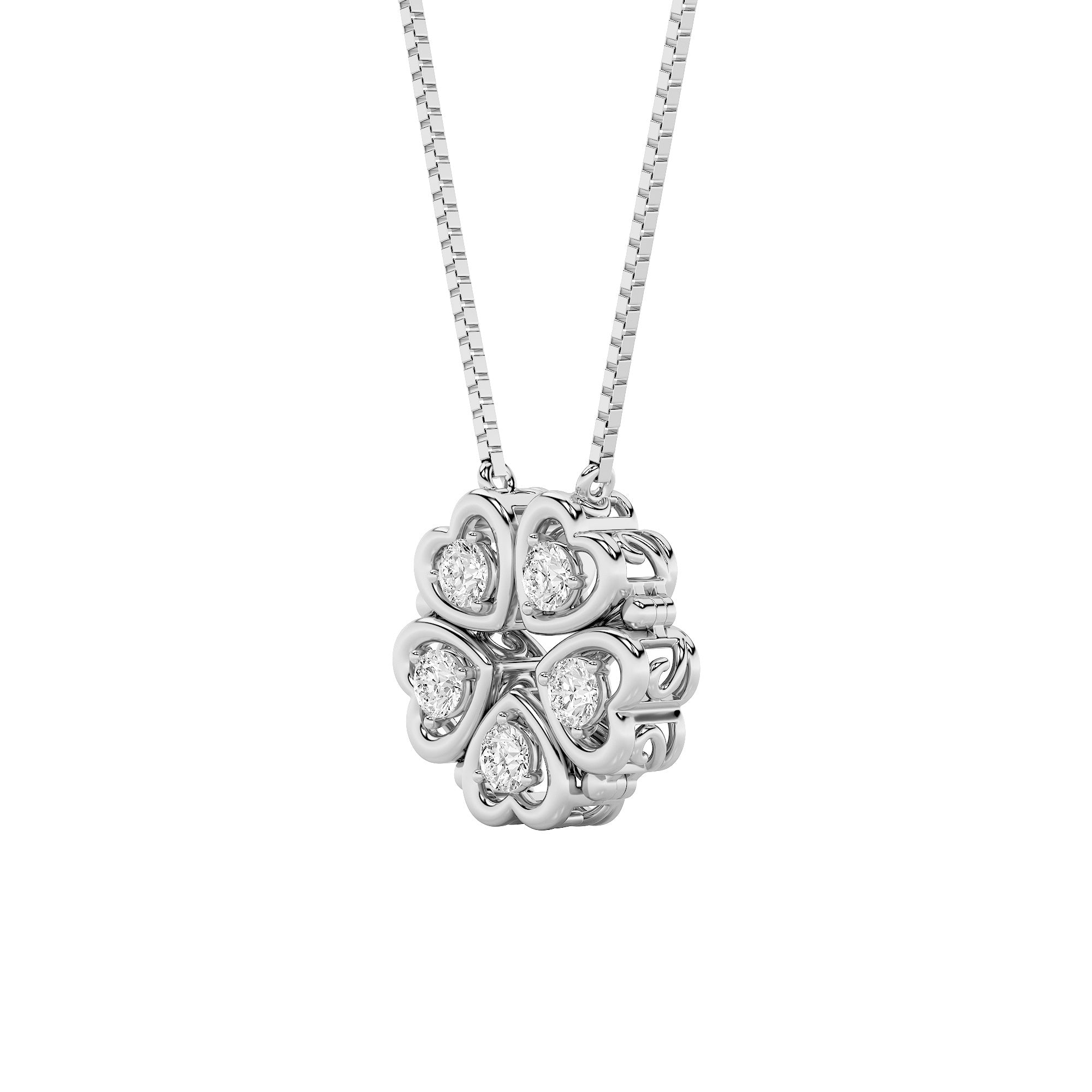 1CTW Round Shaped Lab Grown Diamond (F/VS) Heart Shaped Necklace in 14K Gold