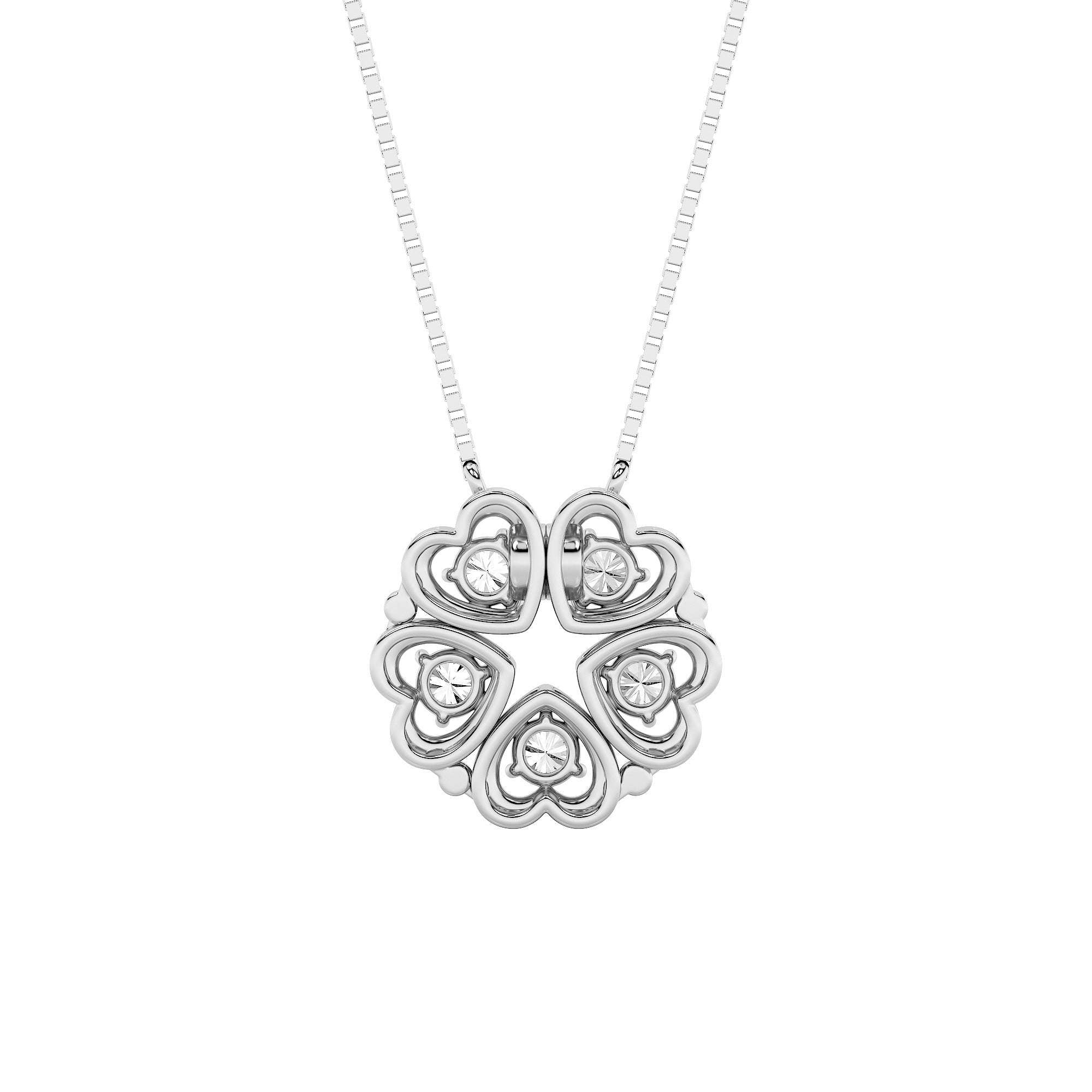 1CTW Round Shaped Lab Grown Diamond (F/VS) Heart Shaped Necklace in 14K Gold