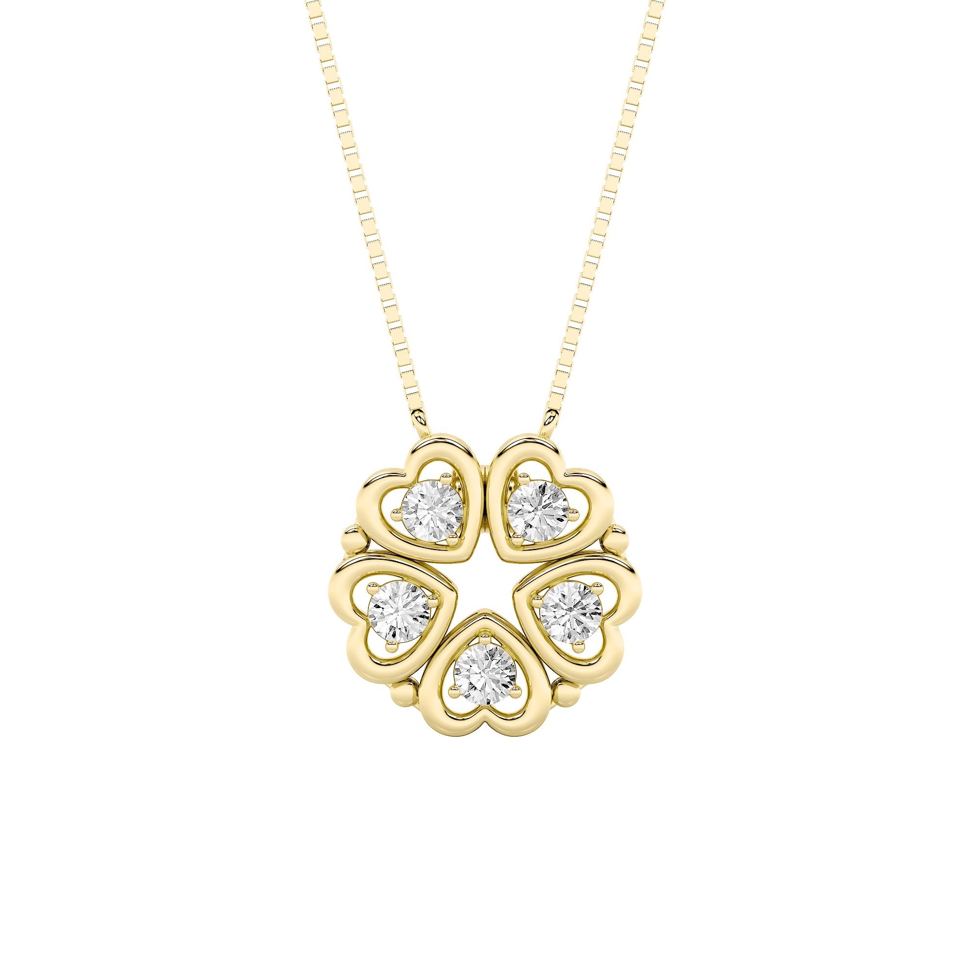 1CTW Round Shaped Lab Grown Diamond (F/VS) Heart Shaped Necklace in 14K Gold